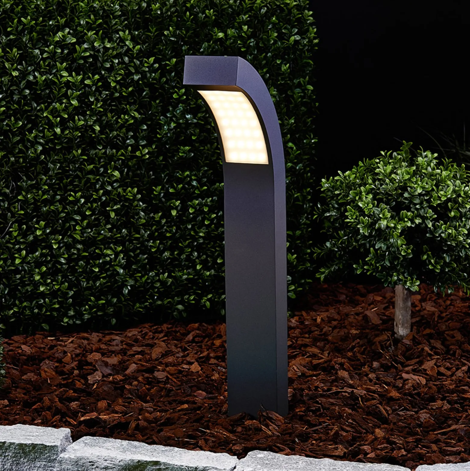 Lucande LED-Sockelleuchte Lennik, 60 cm, anthrazit, Metall