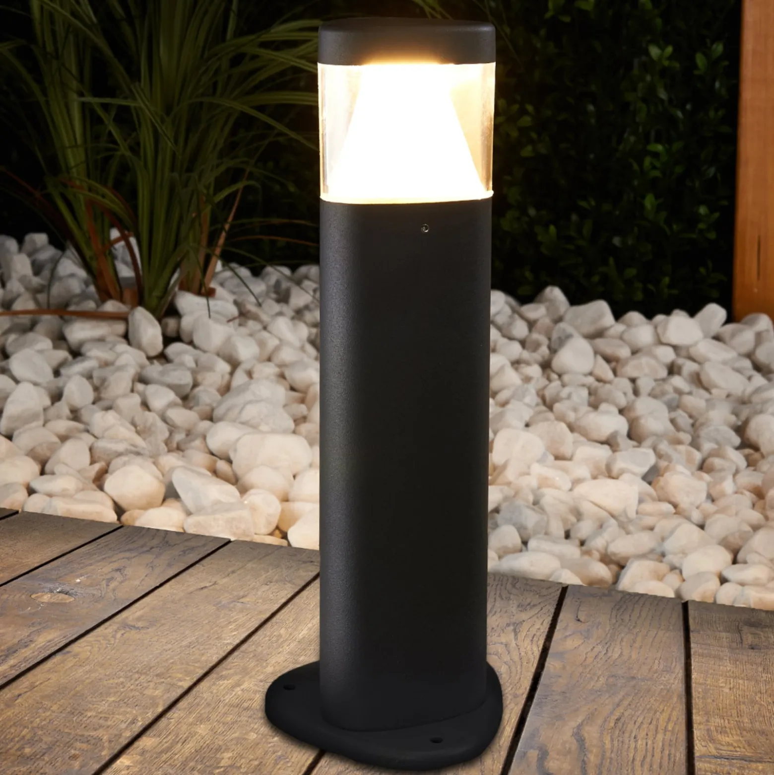 Lucande LED-Sockelleuchte Milou, Höhe 30 cm, anthrazit, Alu