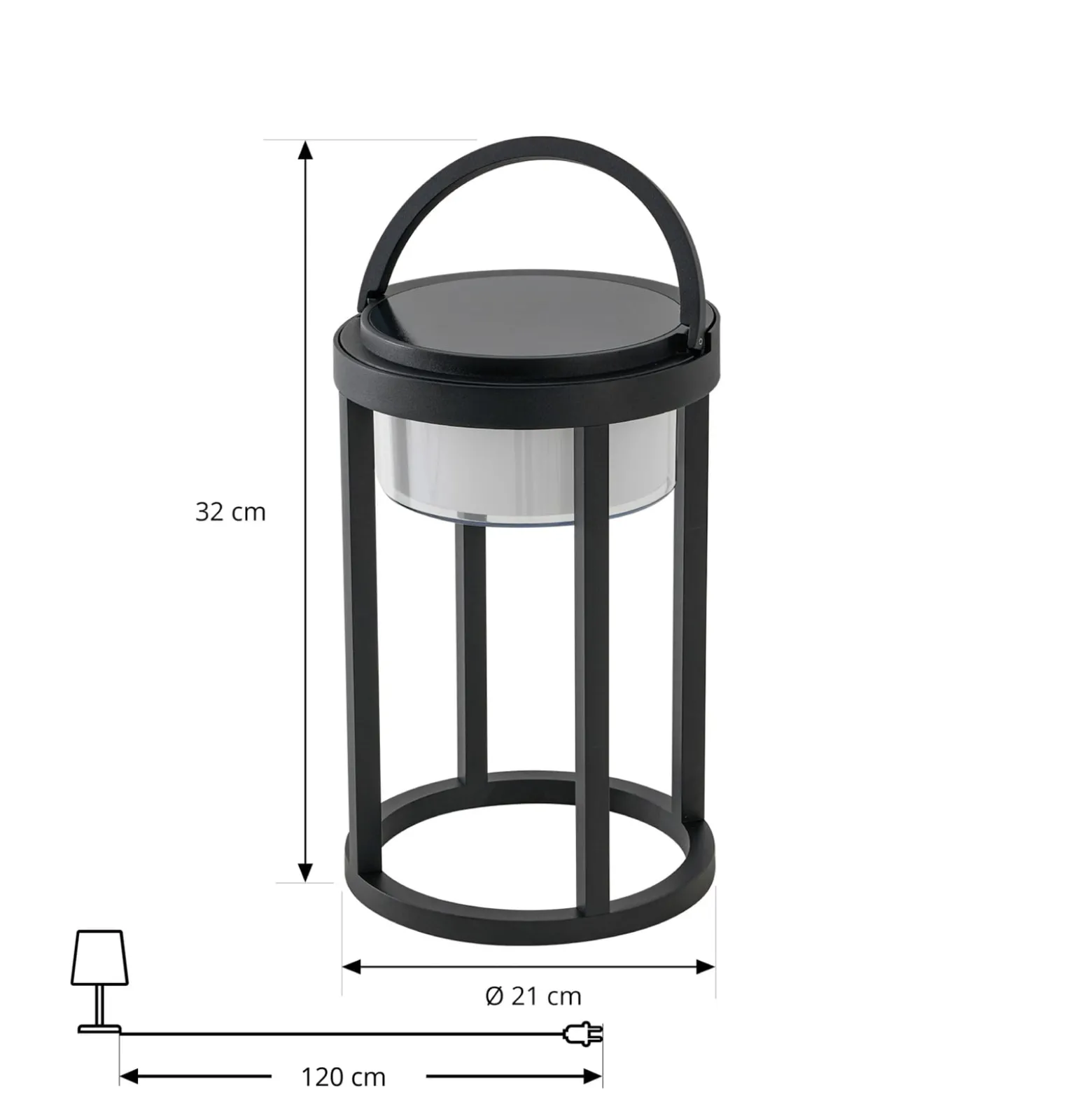 Lucande LED-Solartischlampe Tilena, rund, schwarz, dimmbar