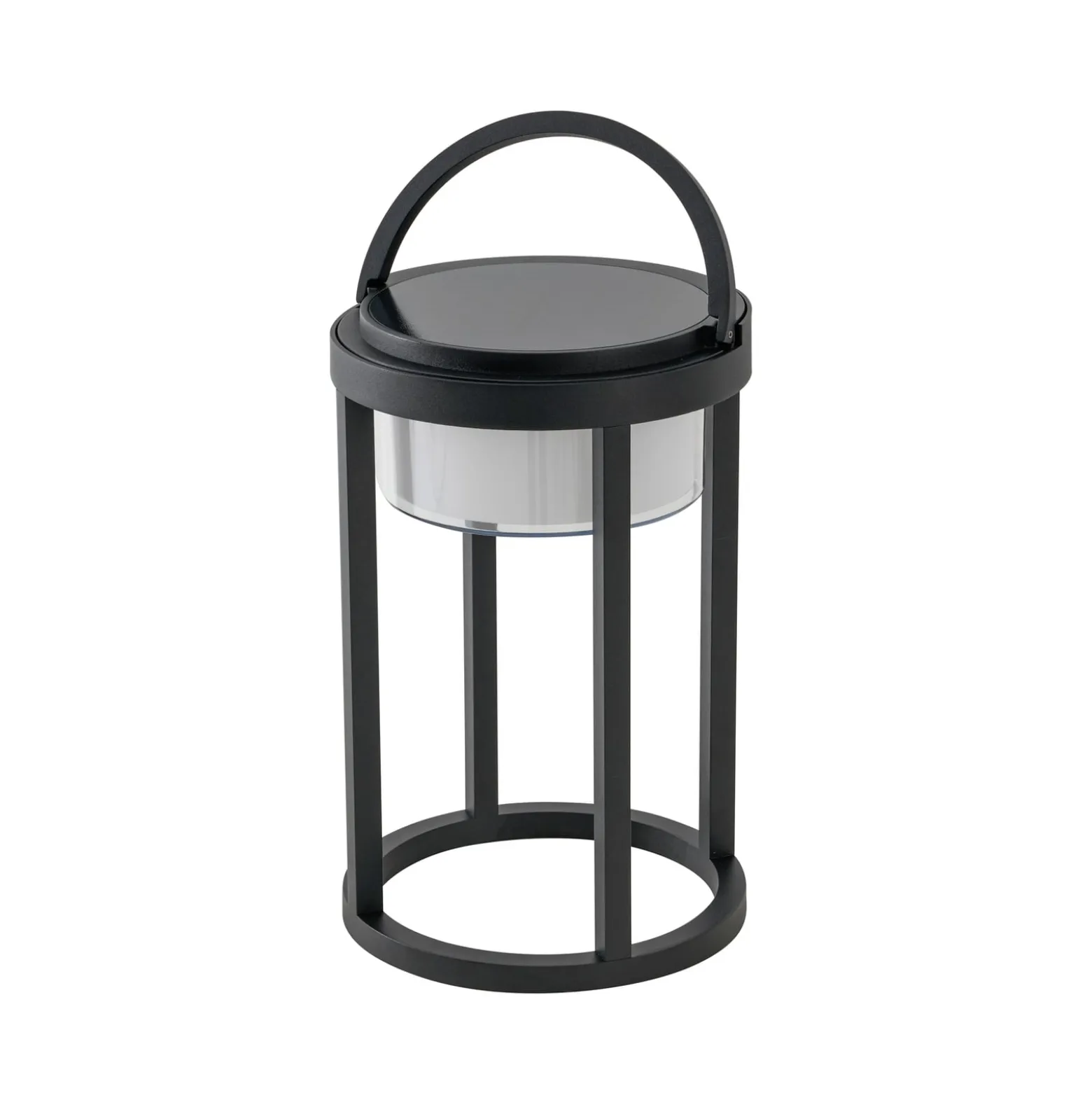 Lucande LED-Solartischlampe Tilena, rund, schwarz, dimmbar