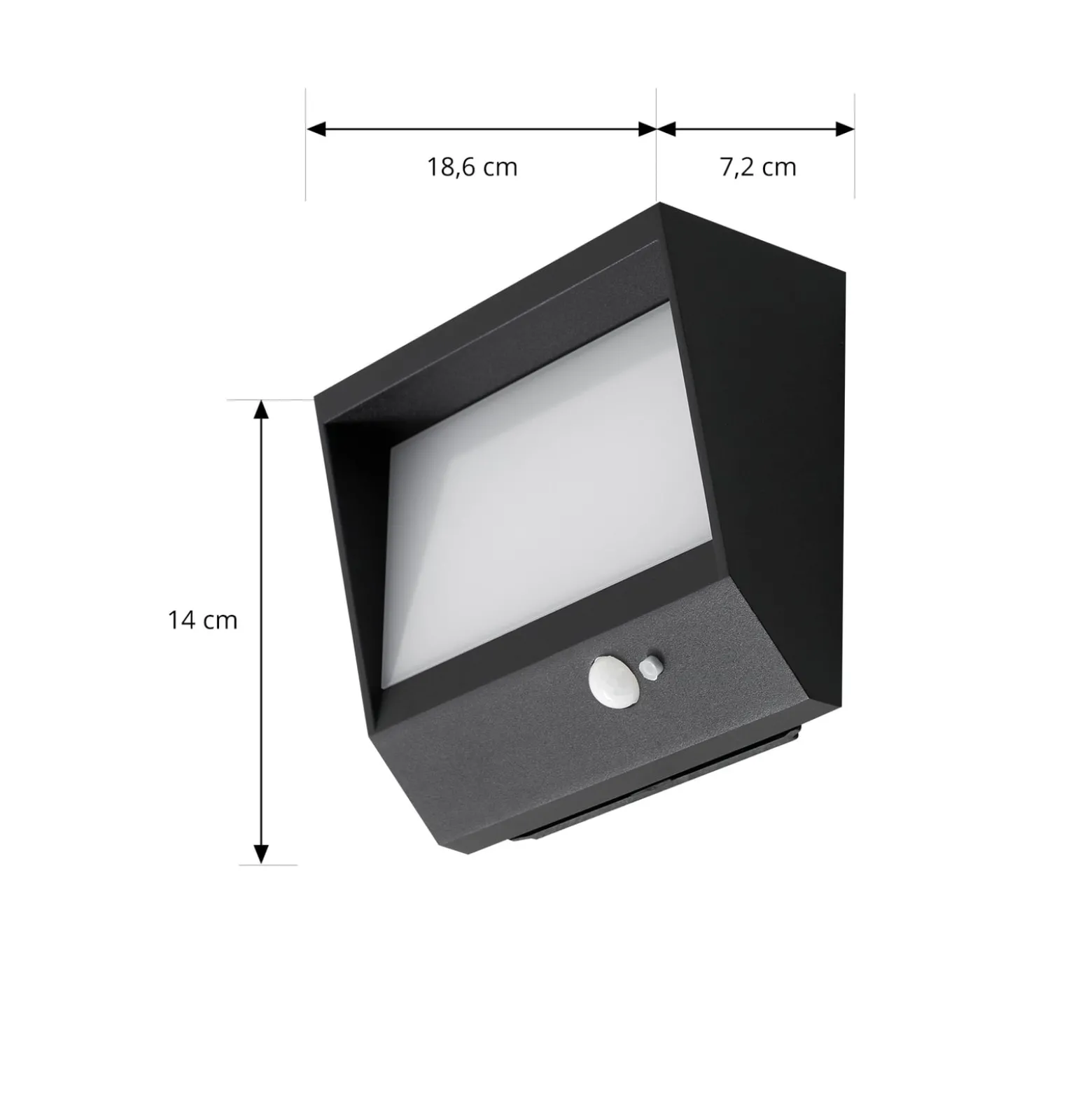 Lucande LED-Solarwandlampe Dava, 14 cm hoch, Alu, Sensor