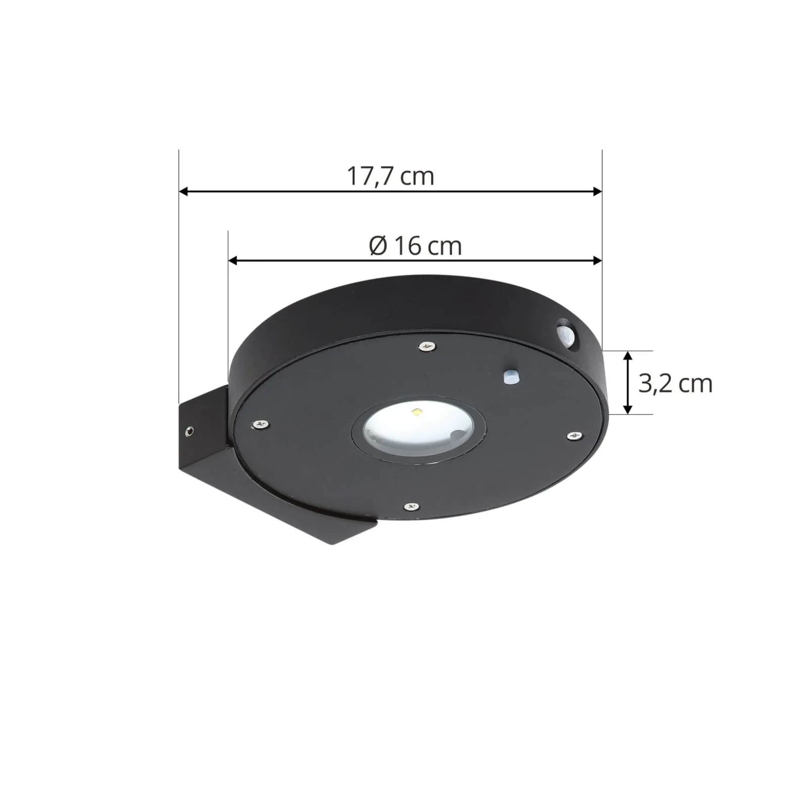 Lucande LED-Solar-Wandlampe Tavon, rund, schwarz, Sensor