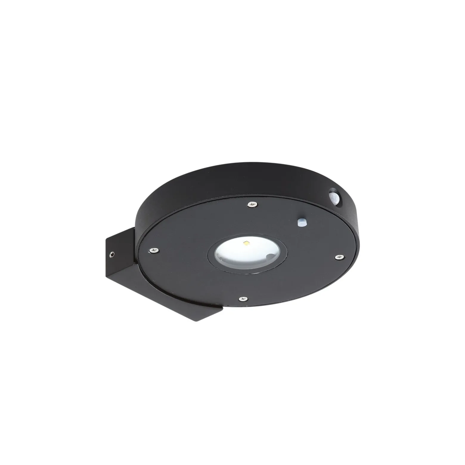 Lucande LED-Solar-Wandlampe Tavon, rund, schwarz, Sensor