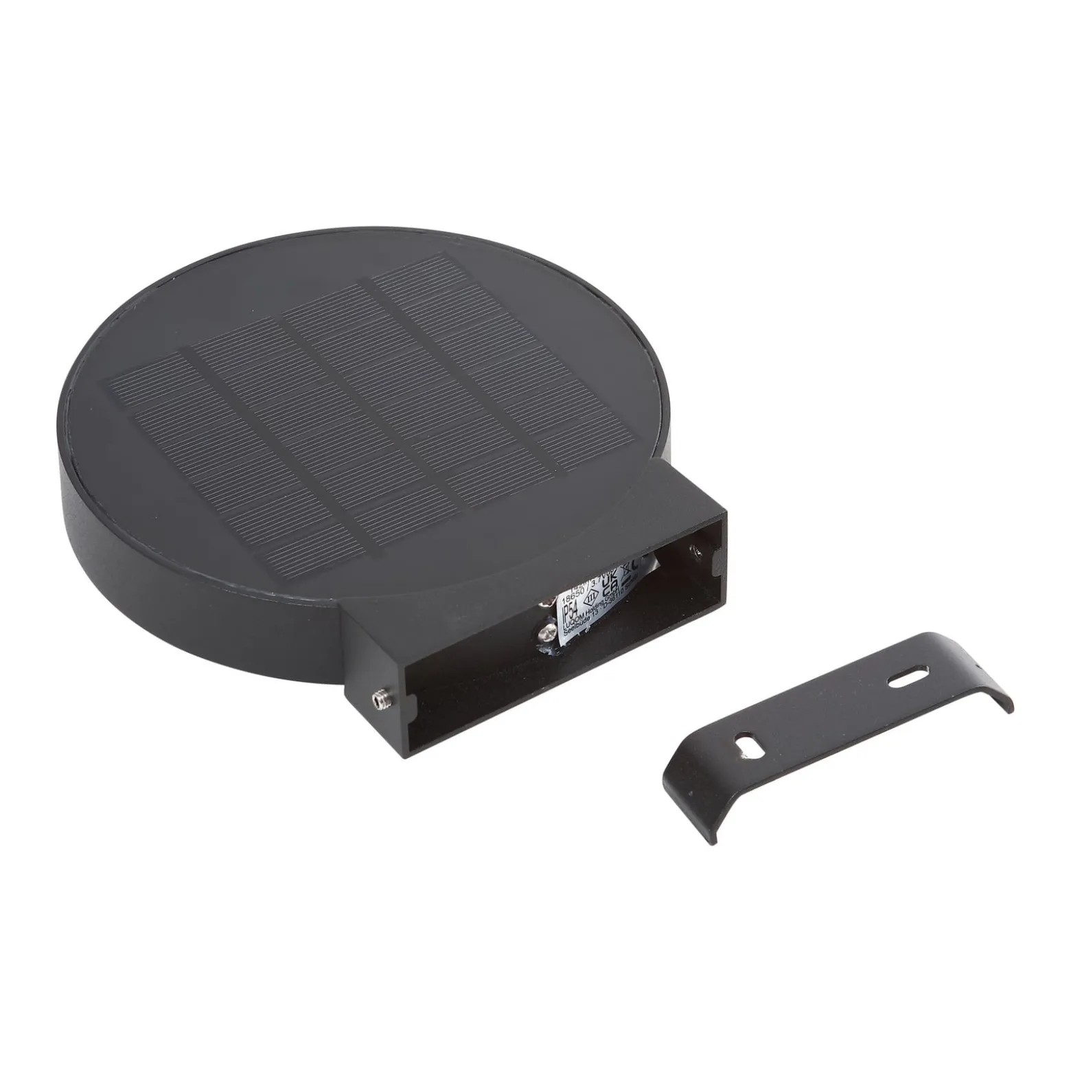 Lucande LED-Solar-Wandlampe Tavon, rund, schwarz, Sensor