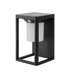Lucande LED-Solar-Wandleuchte Tilena, schwarz, Alu, Sensor