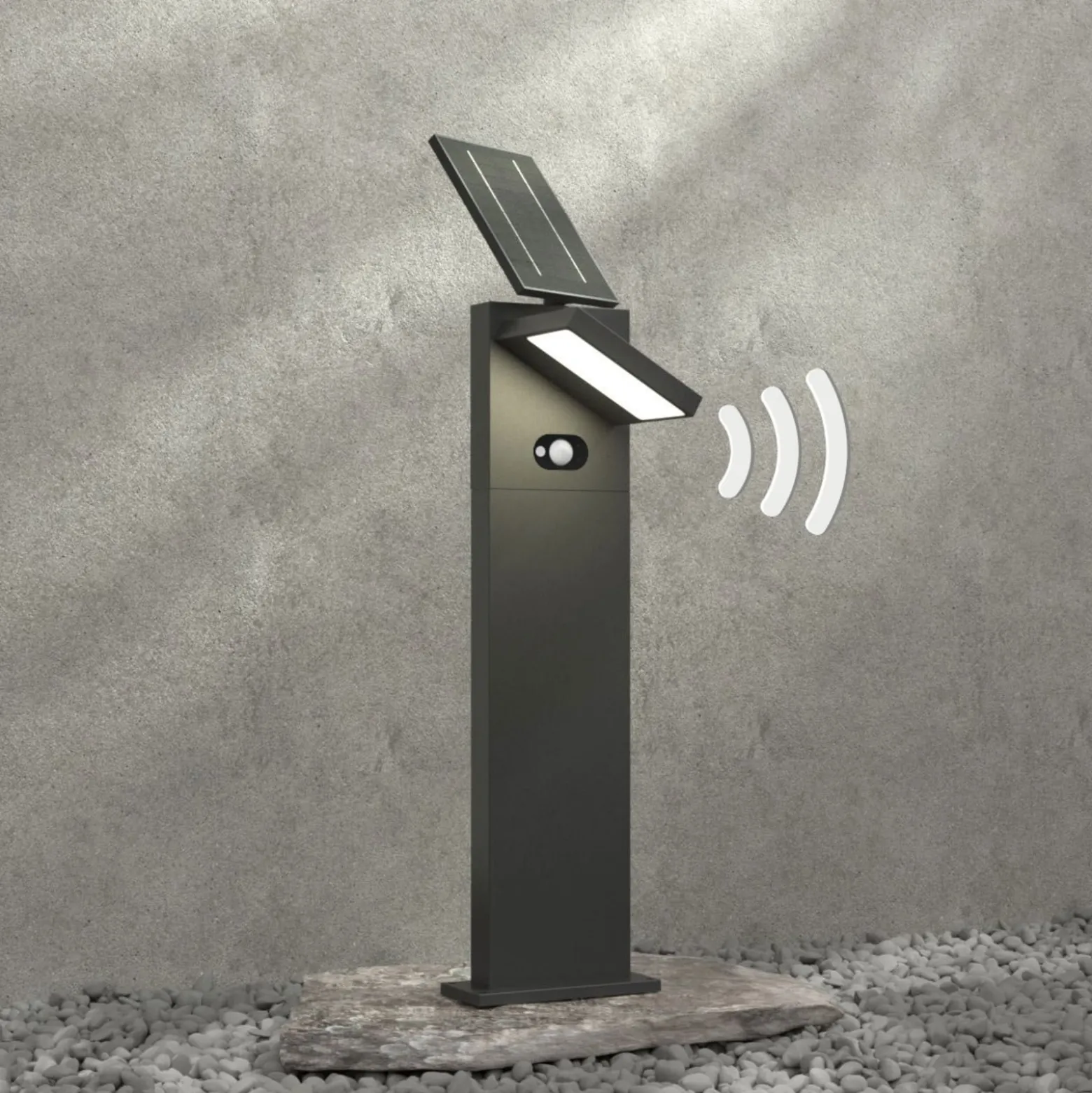 Lucande LED-Solarwegelampe Silvan, 60 cm, Sensor, anthrazit