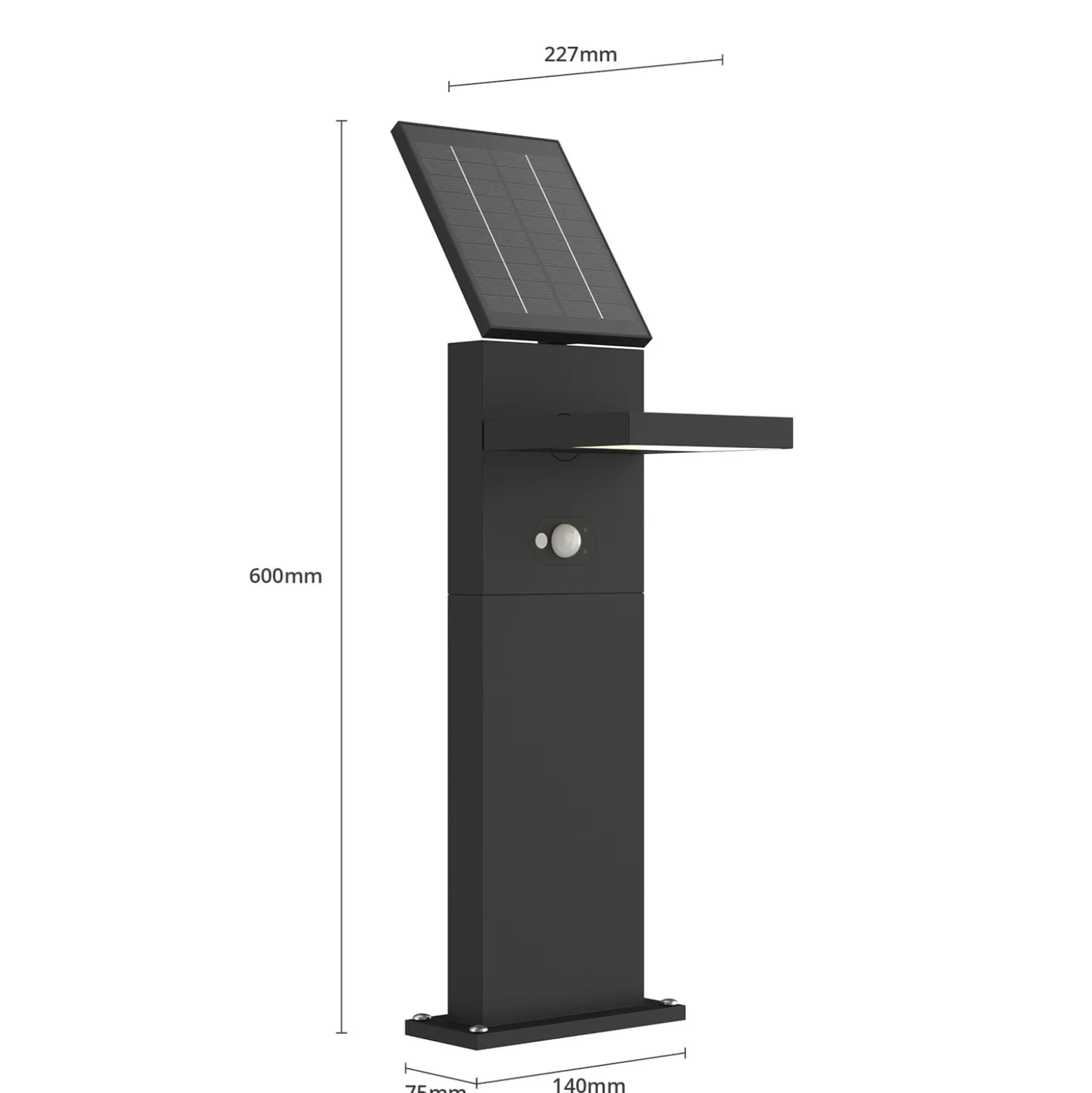 Lucande LED-Solarwegelampe Silvan, 60 cm, Sensor, anthrazit