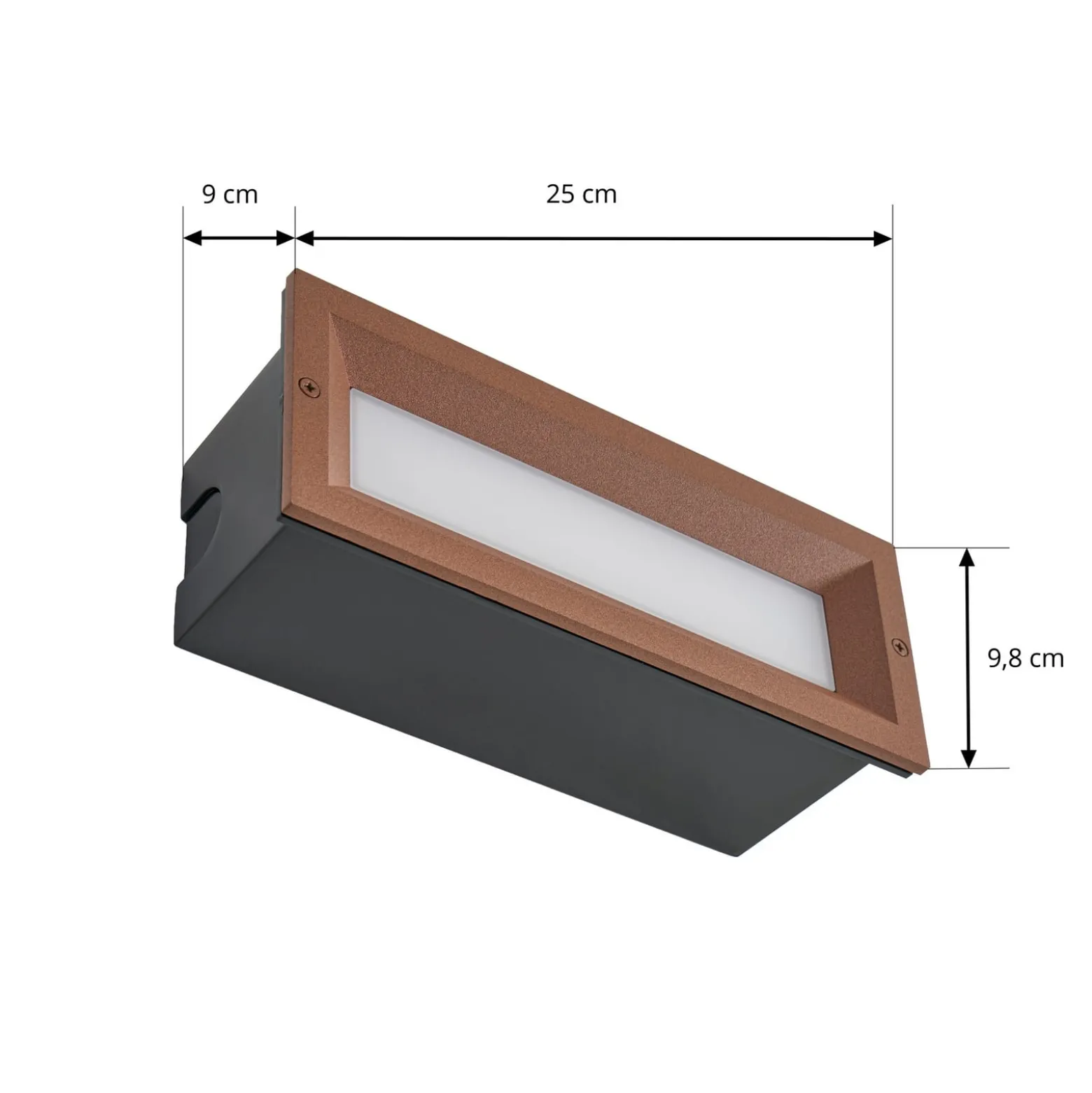 Lucande LED-Wandeinbauleuchte Lachlain, rost, 25 cm, IP65