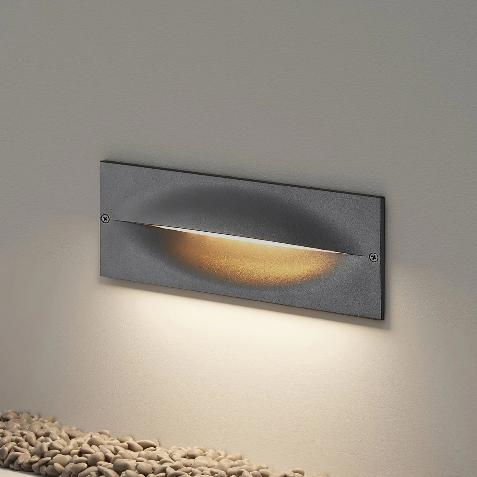 Lucande LED-Wandeinbauleuchte Zandro, 25 cm, anthrazit, IP65