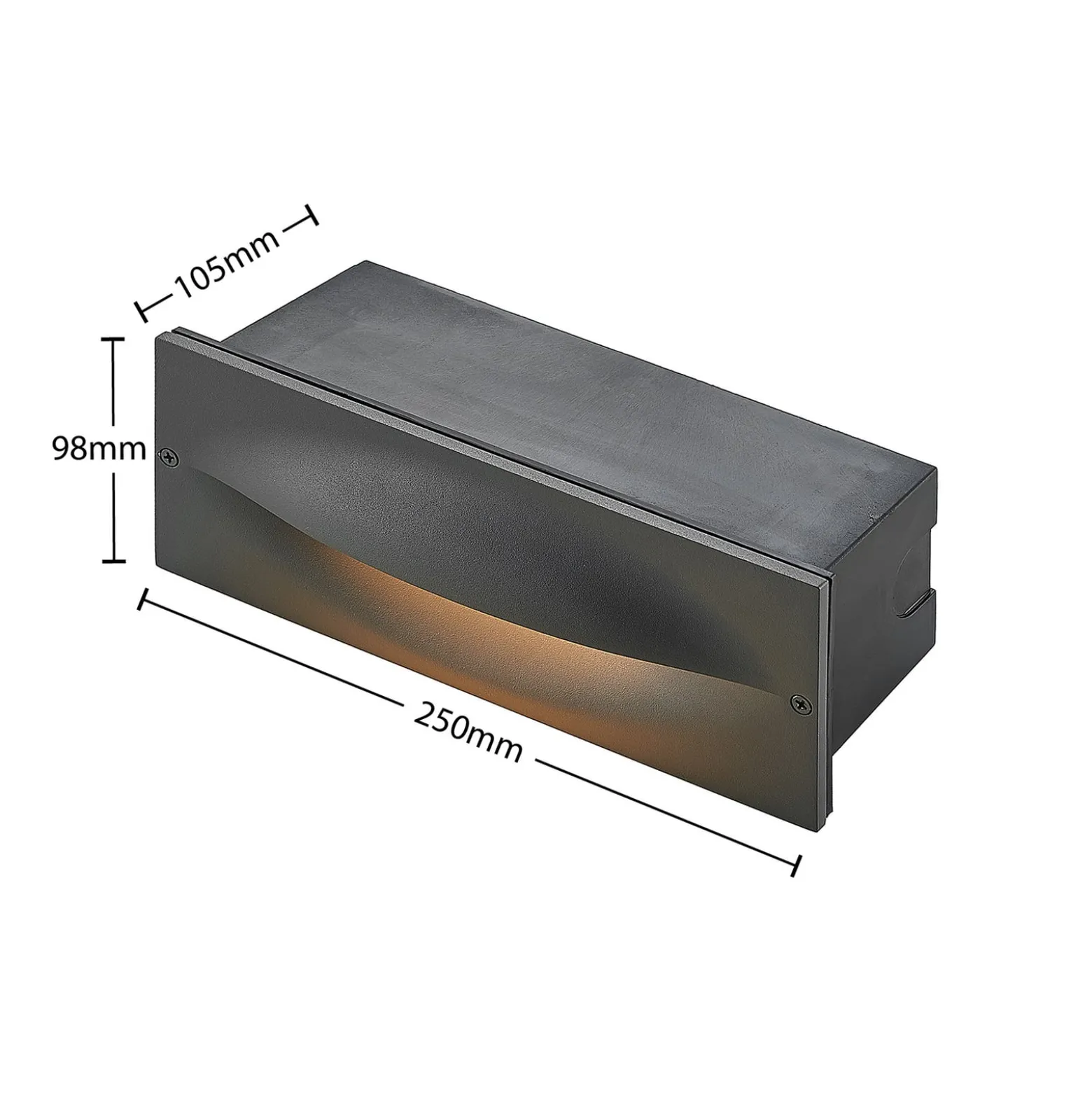 Lucande LED-Wandeinbauleuchte Zandro, 25 cm, anthrazit, IP65