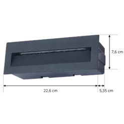 Lucande LED-Wandeinbauleuchte Loya, 23 x 8 cm, grau, IP54