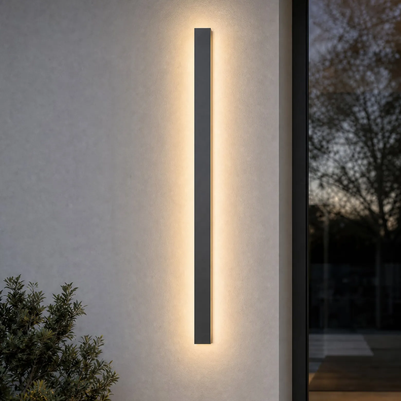 Lucande LED-Wandlampe Lengo, 100cm, anthrazit, up/down 3000K