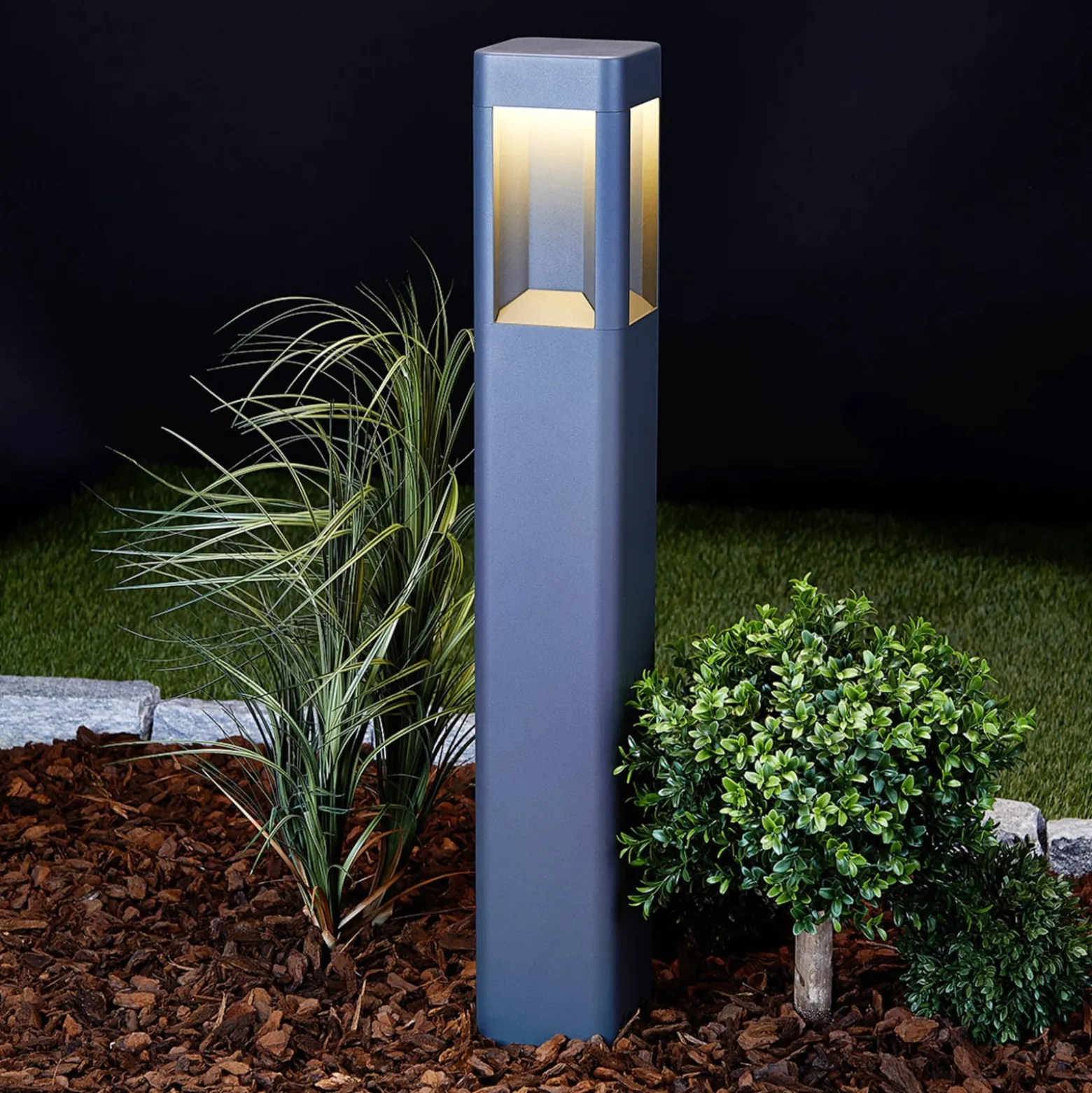 Lucande LED-Wegeleuchte Annika, anthrazit, Metall, 80 cm