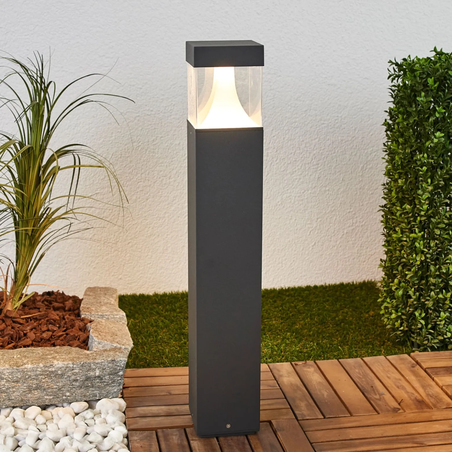 Lucande LED-Wegeleuchte Egon, Höhe 65 cm, grafitgrau, IP54
