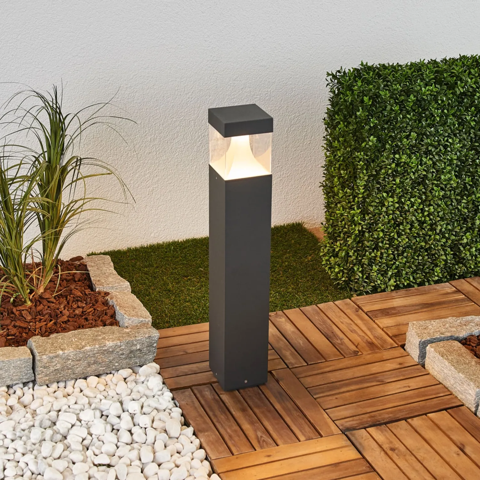 Lucande LED-Wegeleuchte Egon, Höhe 65 cm, grafitgrau, IP54