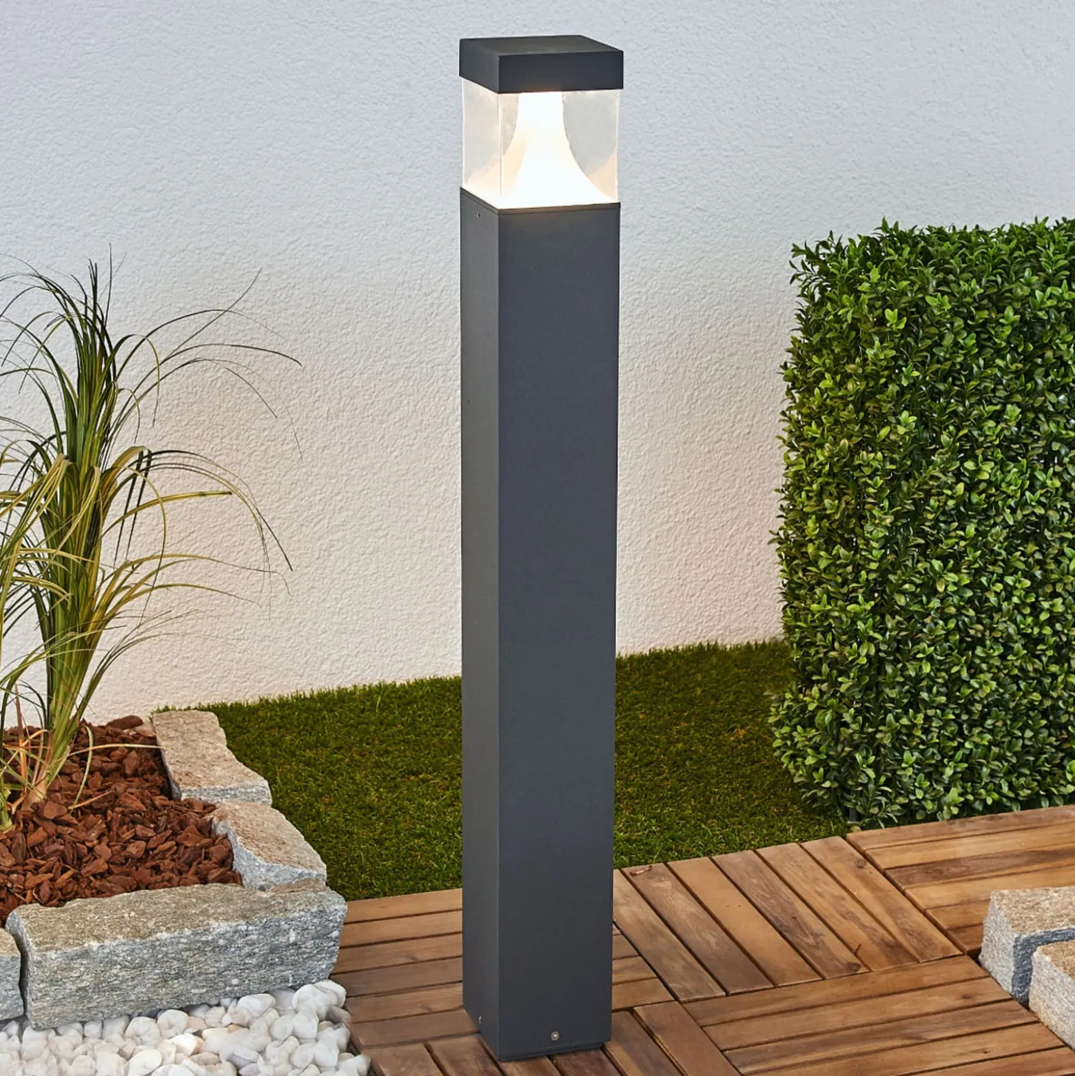 Lucande LED-Wegeleuchte Egon, Höhe 90 cm, grafitgrau, IP54