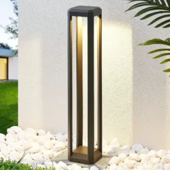Lucande LED-Wegeleuchte Fery, anthrazit, Metall, 80cm, IP65