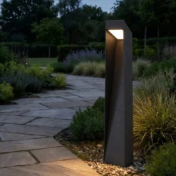 Lucande LED-Wegeleuchte Louran, Höhe 90 cm, schwarz, up/down