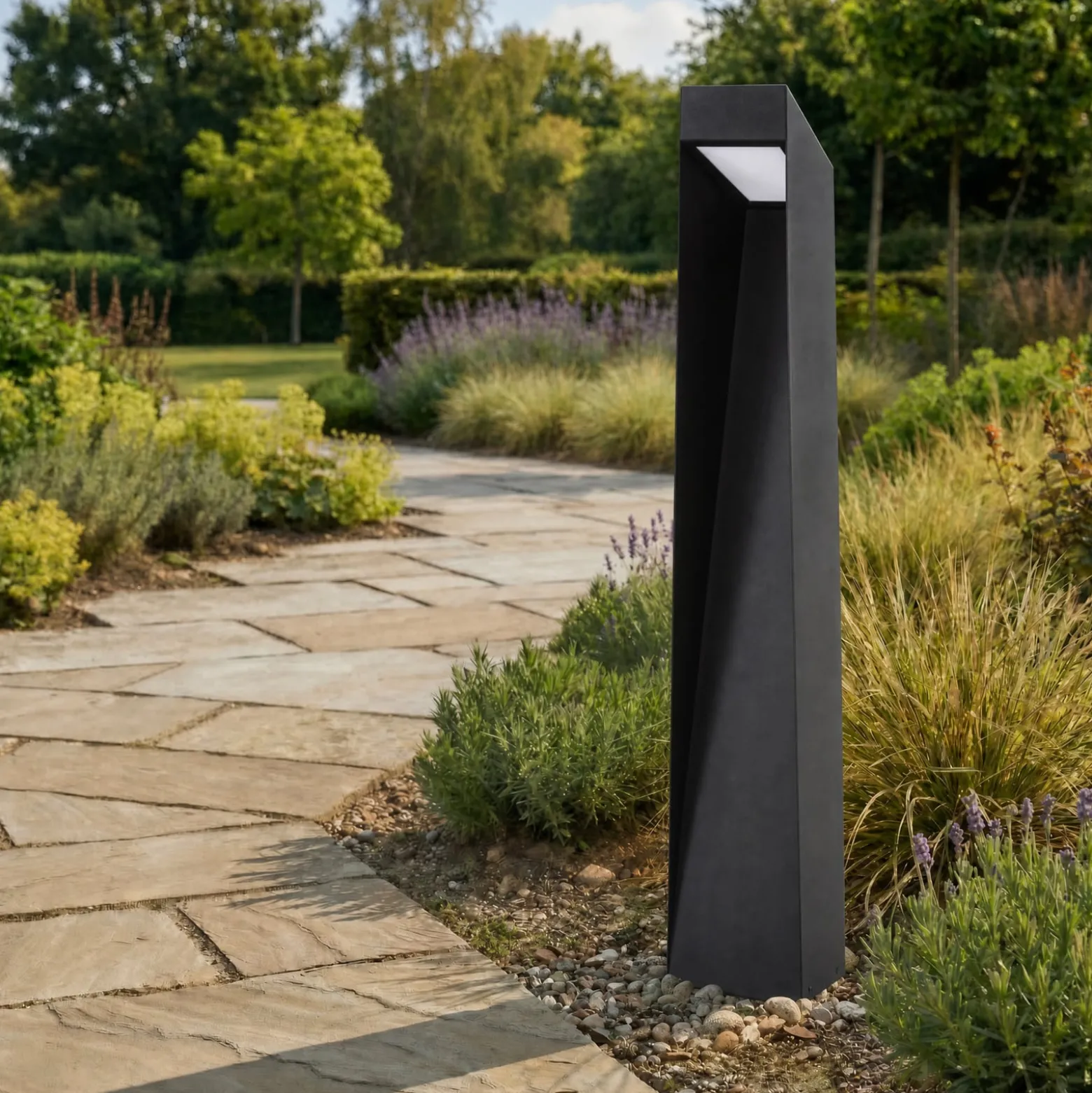 Lucande LED-Wegeleuchte Louran, Höhe 90 cm, schwarz, up/down