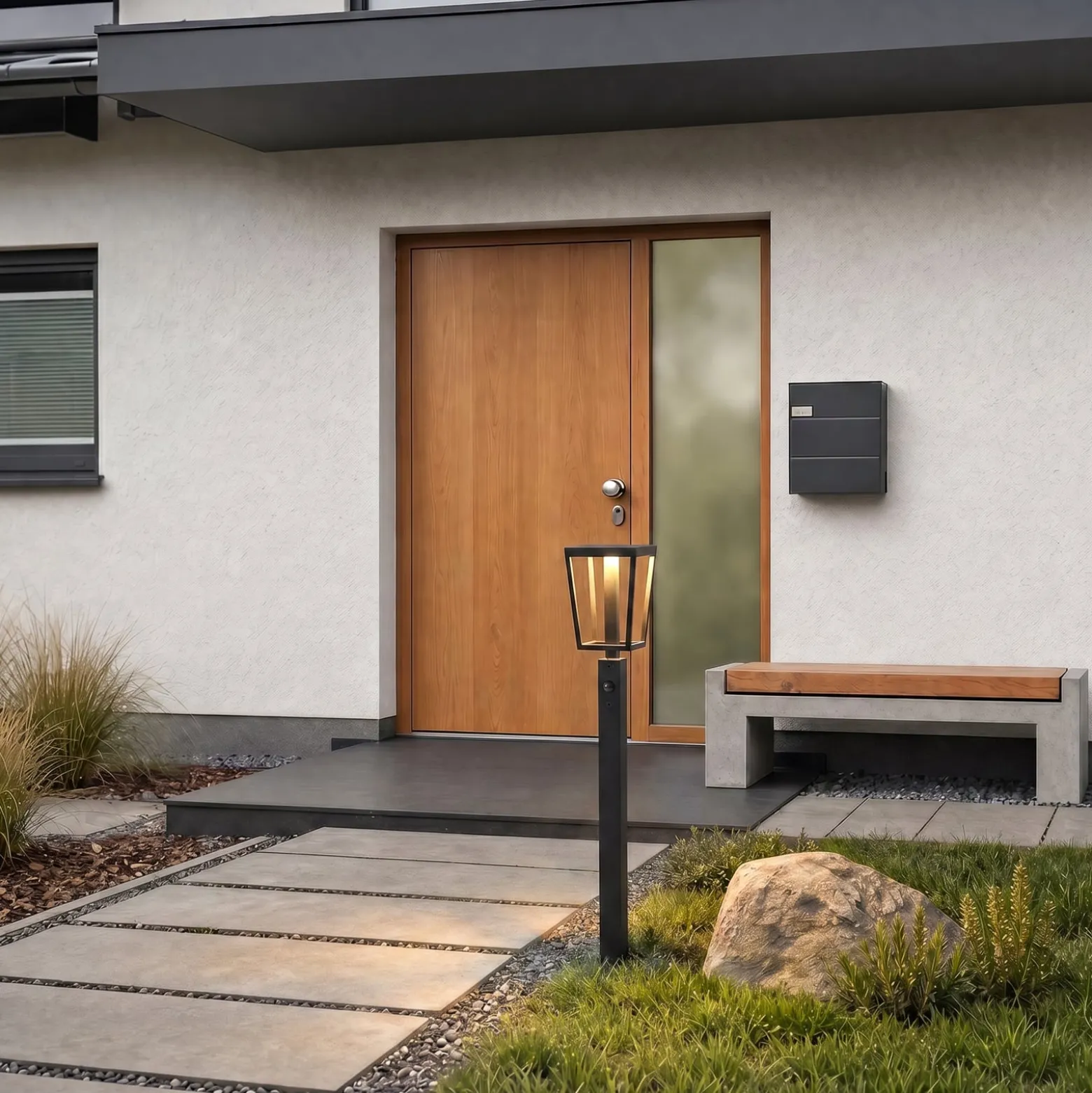 Lucande LED-Wegeleuchte Lynx, 95,5 cm, schwarz, IP65, Sensor