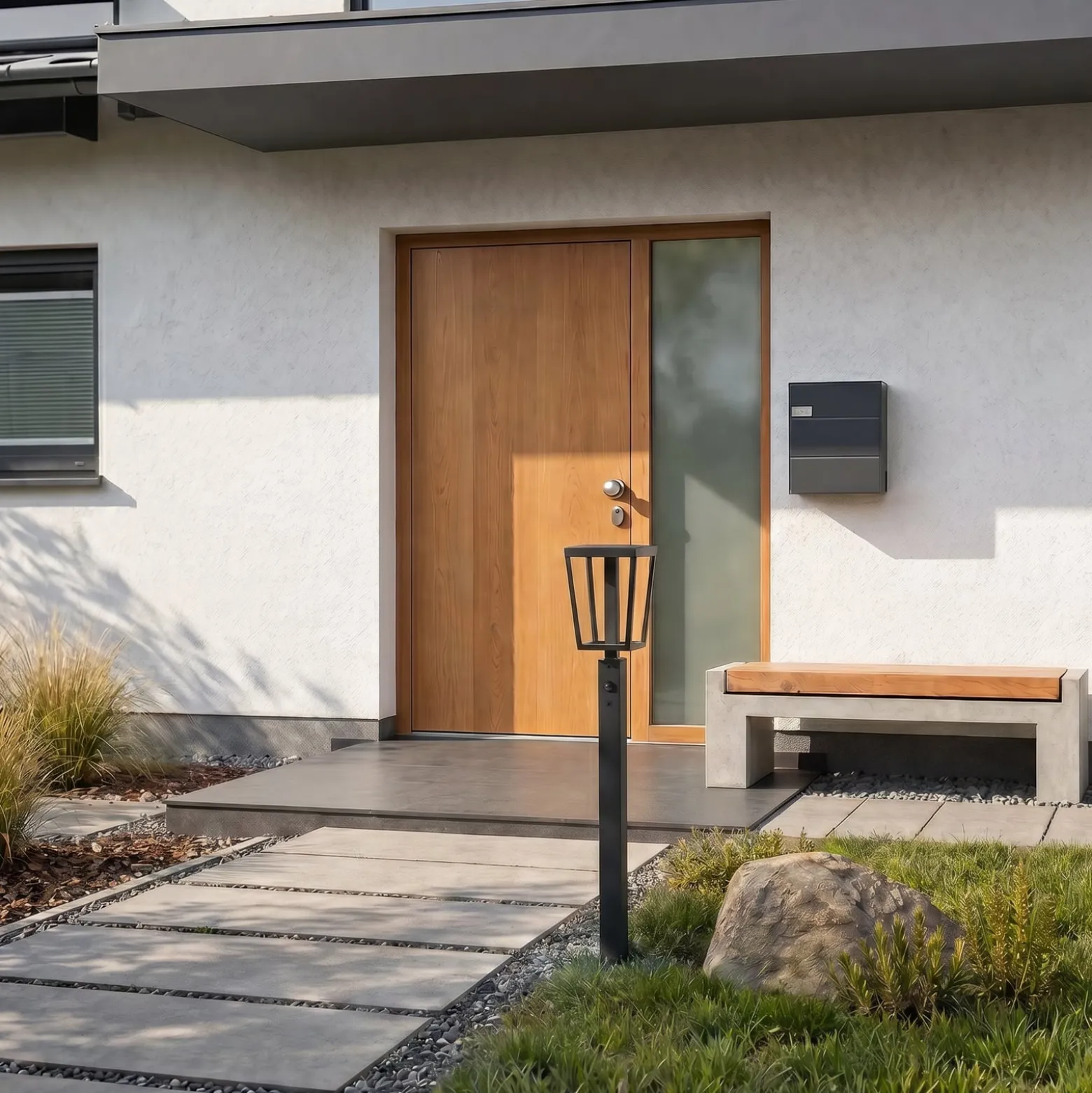 Lucande LED-Wegeleuchte Lynx, 95,5 cm, schwarz, IP65, Sensor