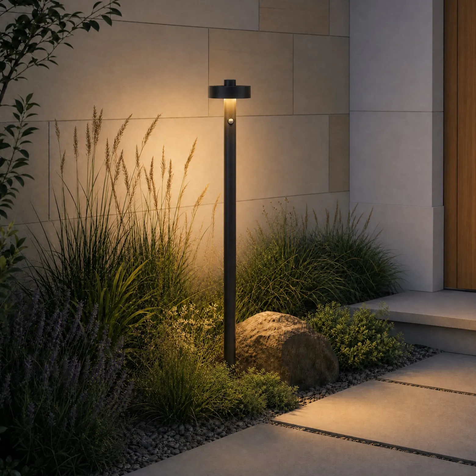 Lucande LED-Wegeleuchte Nirella, 100cm, schwarz, CCT, Sensor