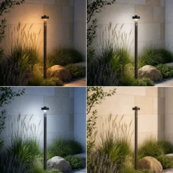 Lucande LED-Wegeleuchte Nirella, 100cm, schwarz, CCT, Sensor