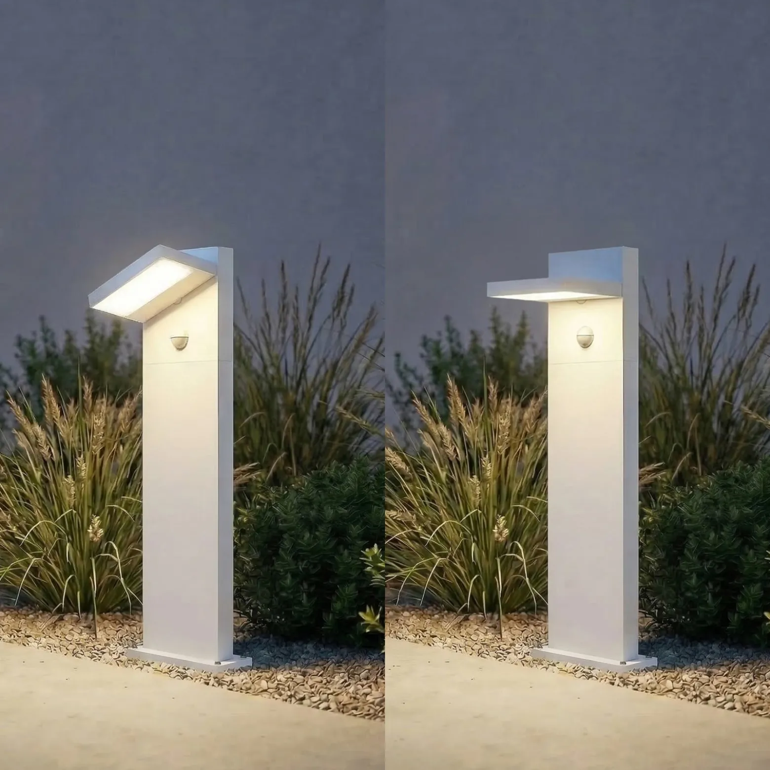 Lucande LED-Wegeleuchte Silvan, weiß, 65 cm, Sensor, IP54