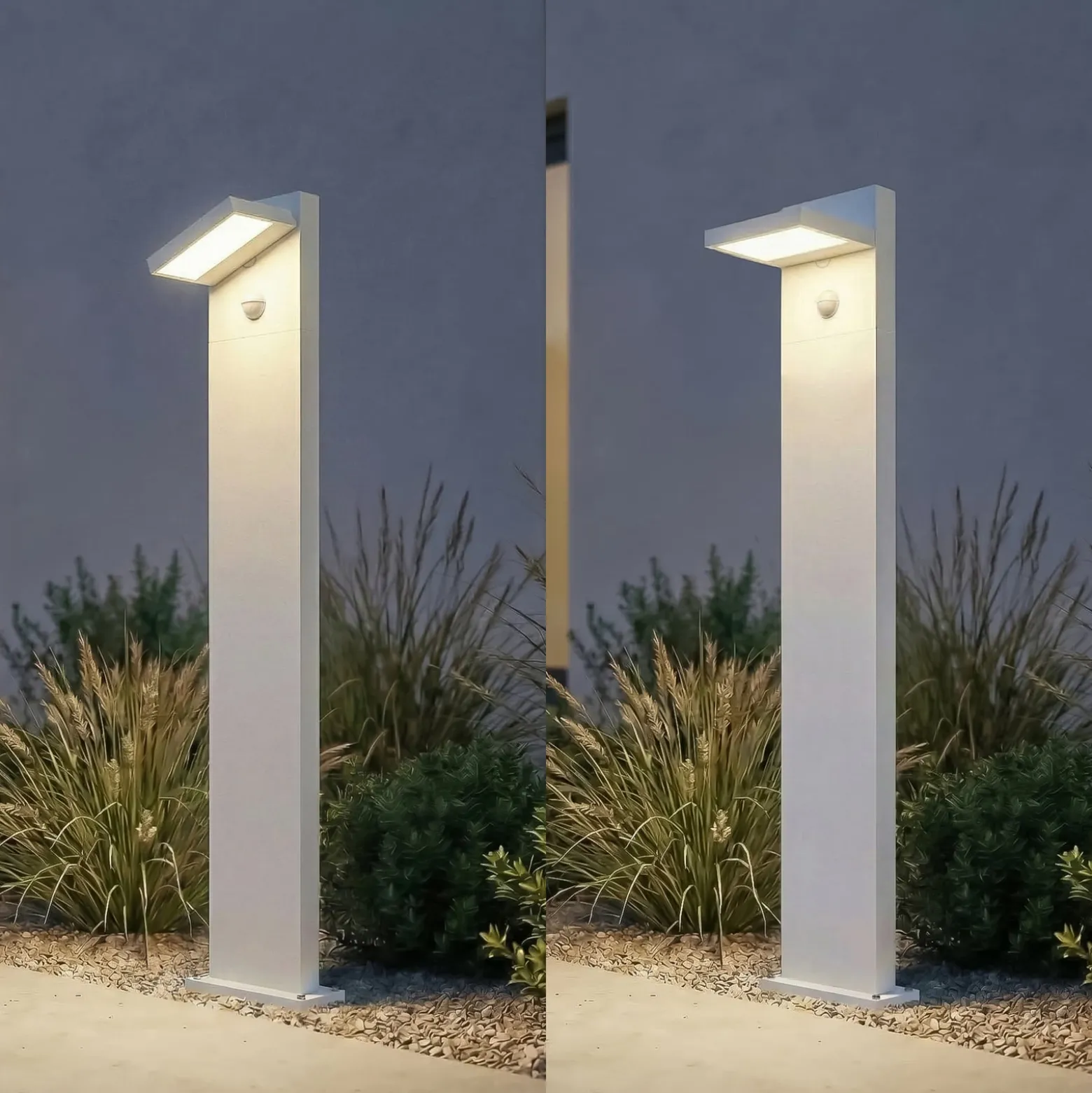 Lucande LED-Wegeleuchte Silvan, weiß, 100 cm, Sensor, IP54