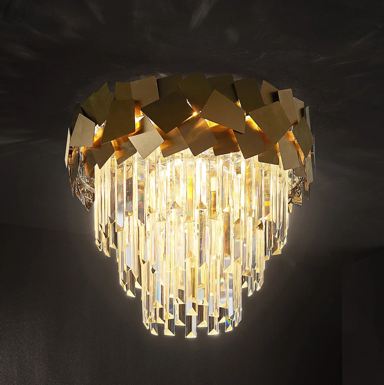 Lucande Miraia Kristall-Deckenleuchte, gold