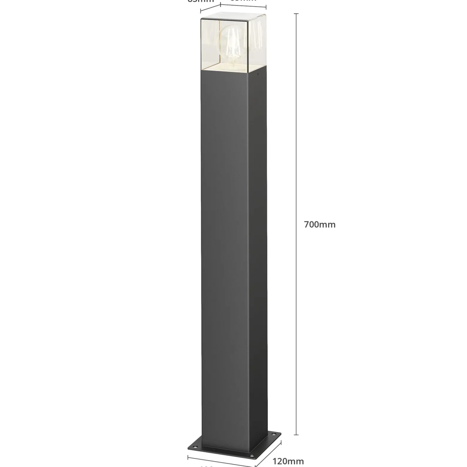 Lucande Wegeleuchte Keke, Höhe 70 cm, anthrazit, Aluminium