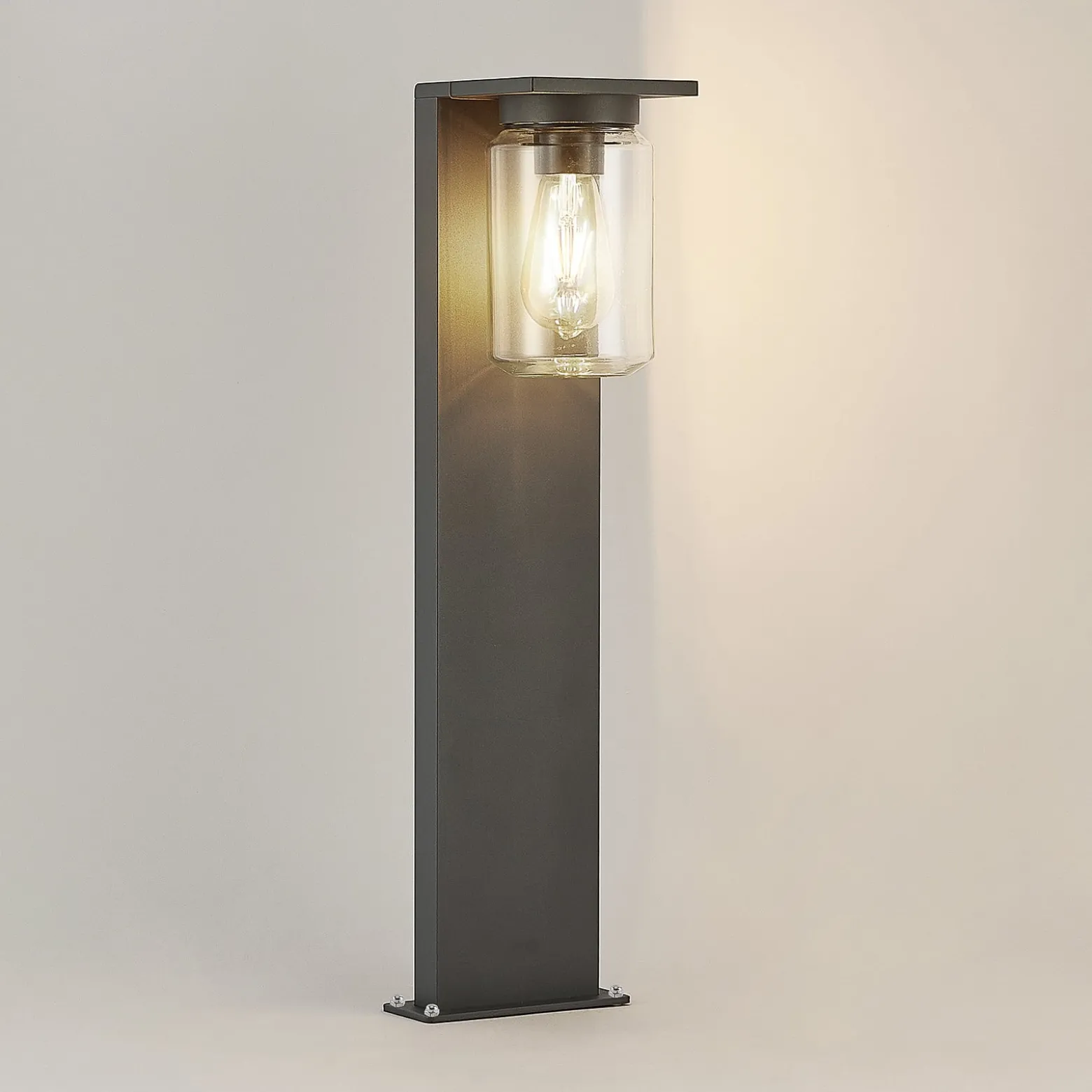 Lucande Wegeleuchte Semka, 65 cm, anthrazit, Glas, Aluminium