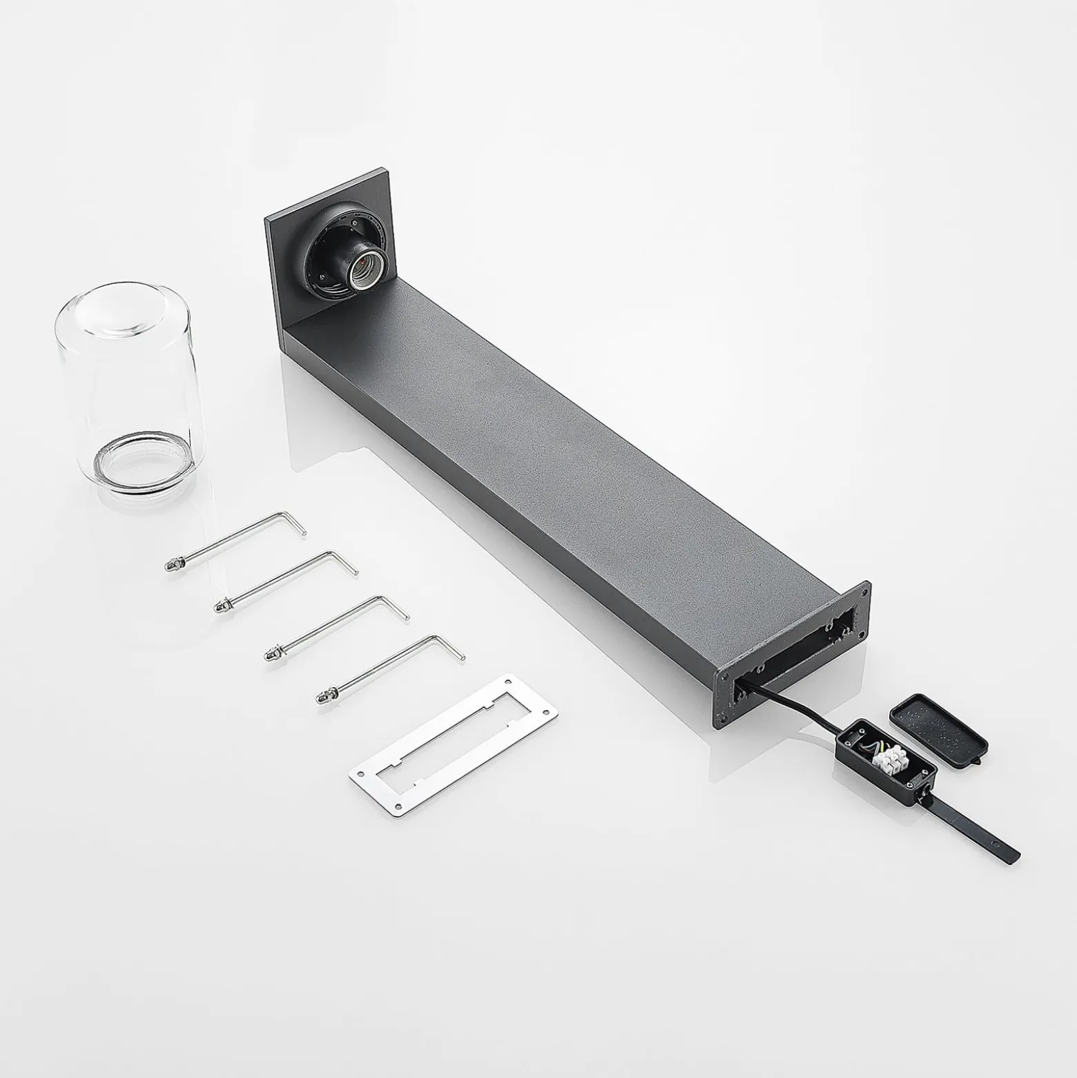 Lucande Wegeleuchte Semka, 65 cm, anthrazit, Glas, Aluminium