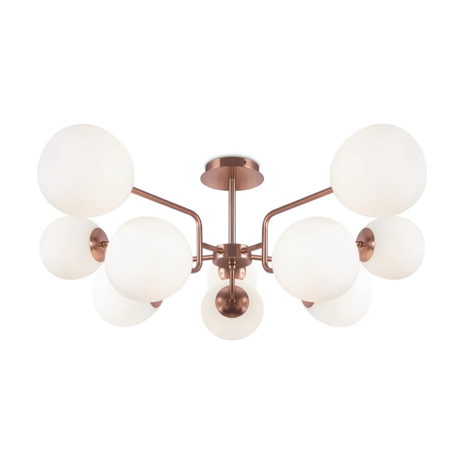 Maytoni Deckenlampe Erich, messing rosé, Glas/Metall 10-flg.
