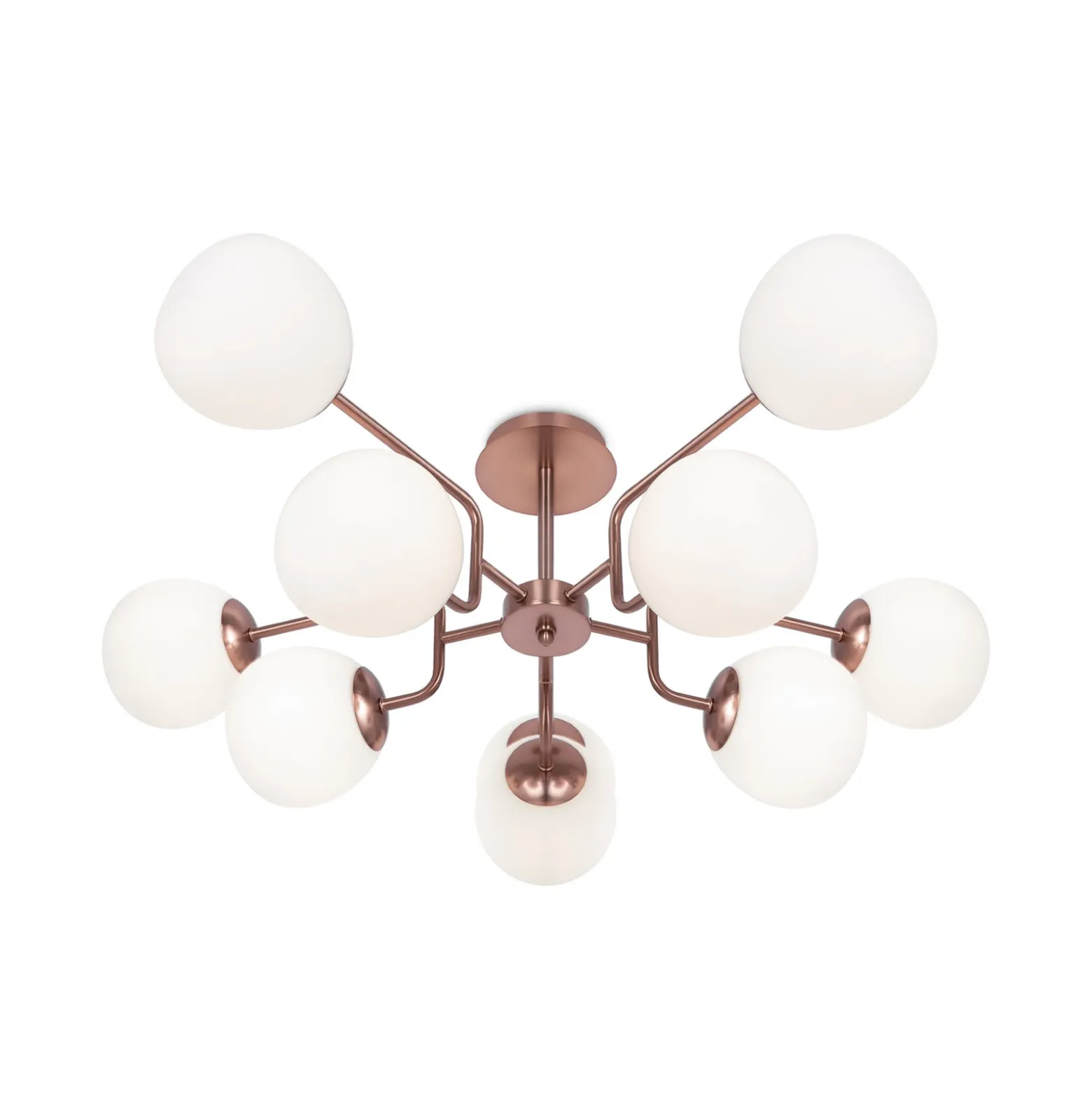 Maytoni Deckenlampe Erich, messing rosé, Glas/Metall 10-flg.