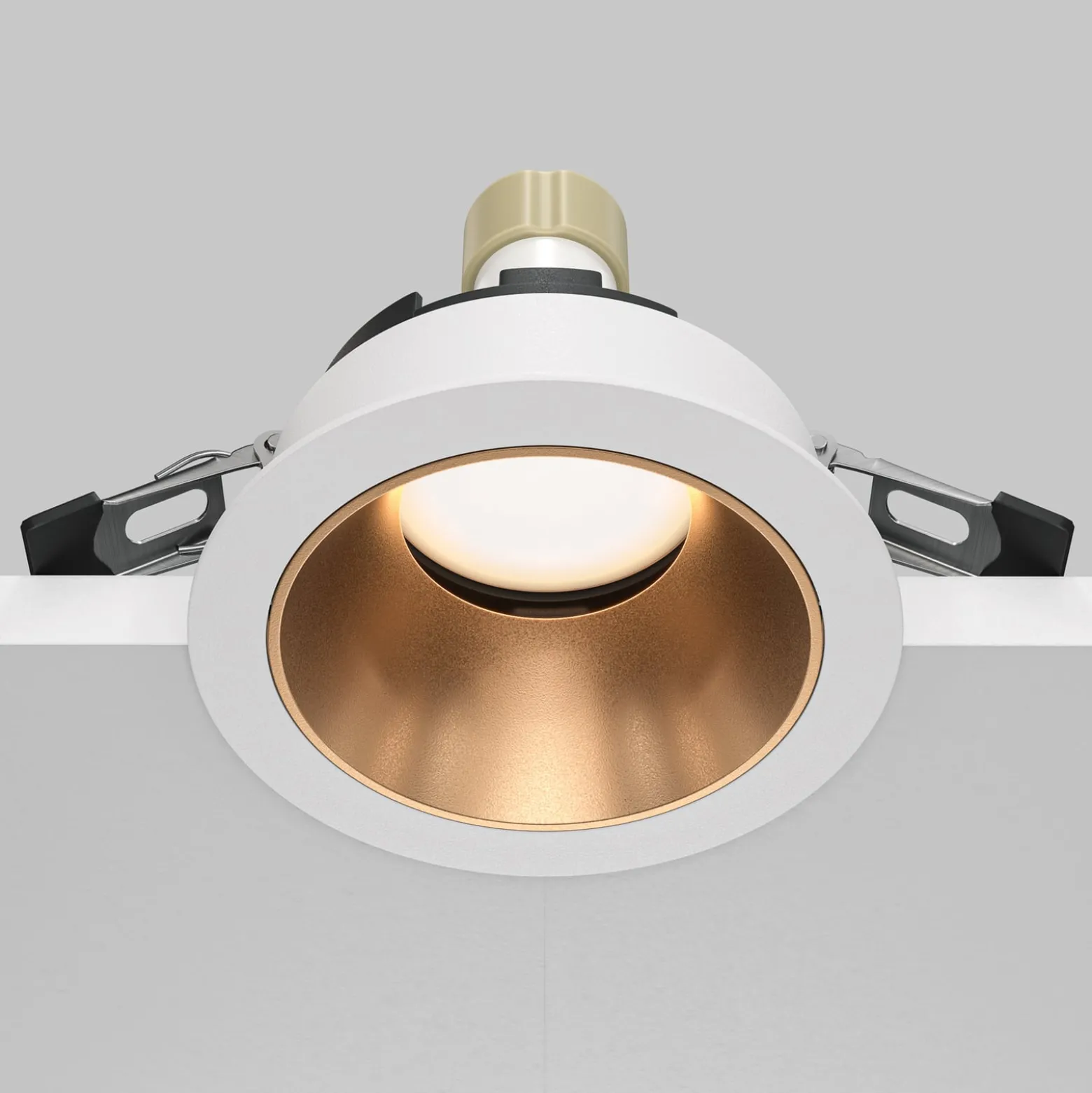 Maytoni Einbauleuchte Share, weiß/gold, Ø 8,5 cm, Alu, GU10