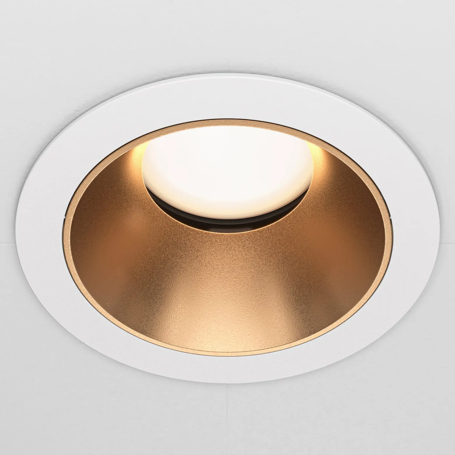Maytoni Einbauleuchte Share, weiß/gold, Ø 8,5 cm, Alu, GU10