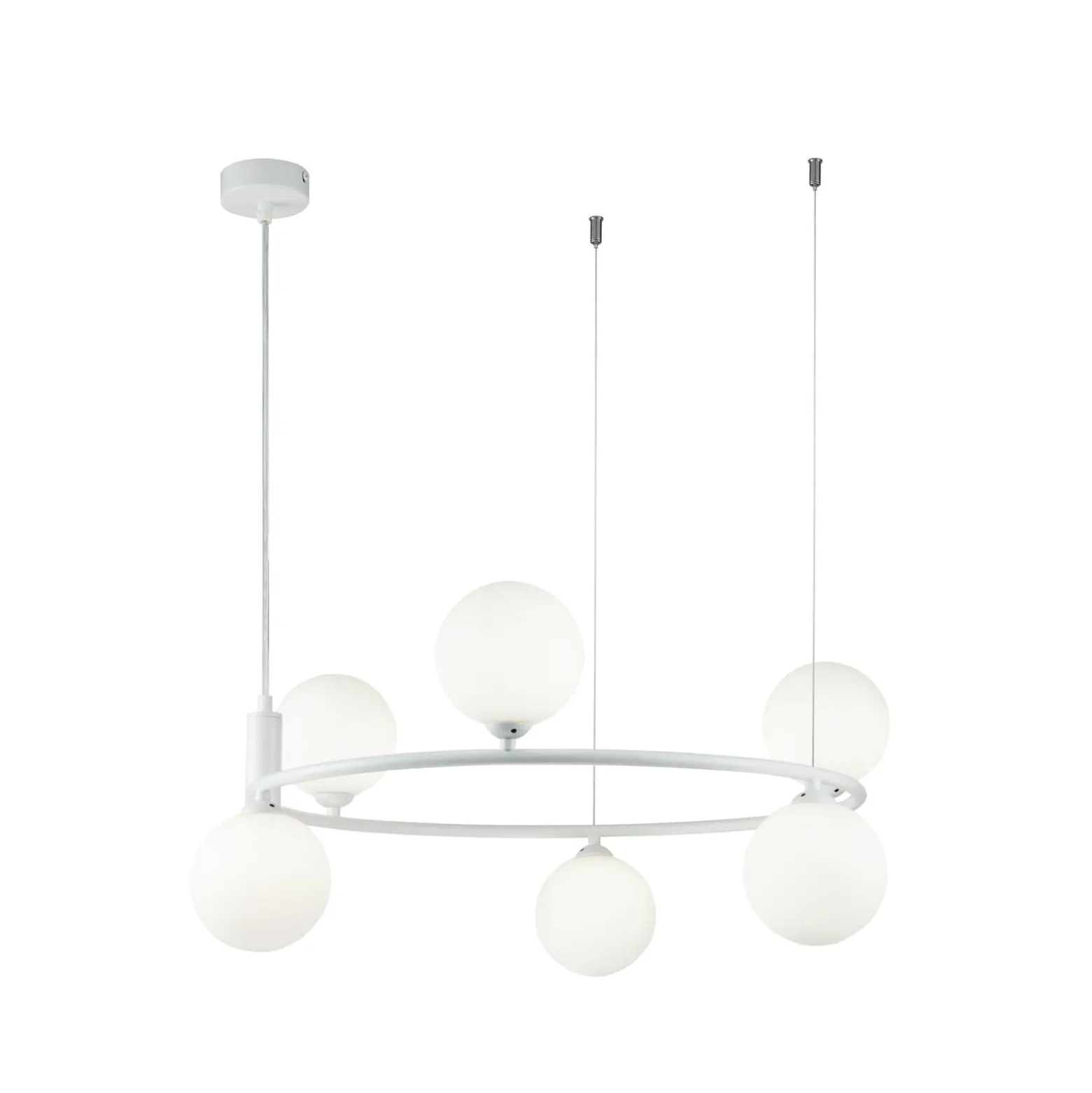 Maytoni Hängeleuchte Ring, weiß/weiß, 6-flammig Glas Ø 58 cm