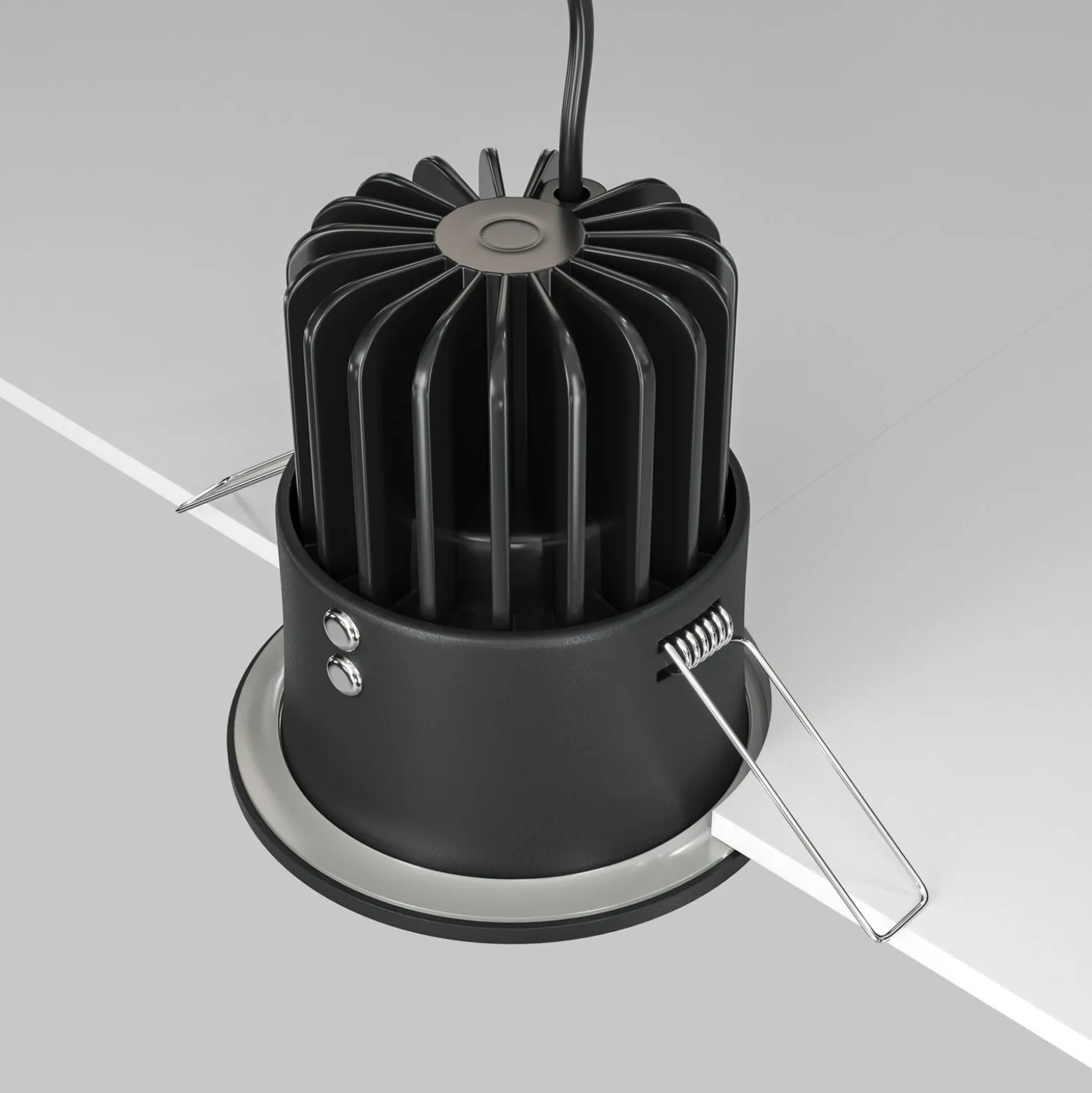 Maytoni Zoom LED-Einbauleuchte 930 IP65 rund Triac, schwarz