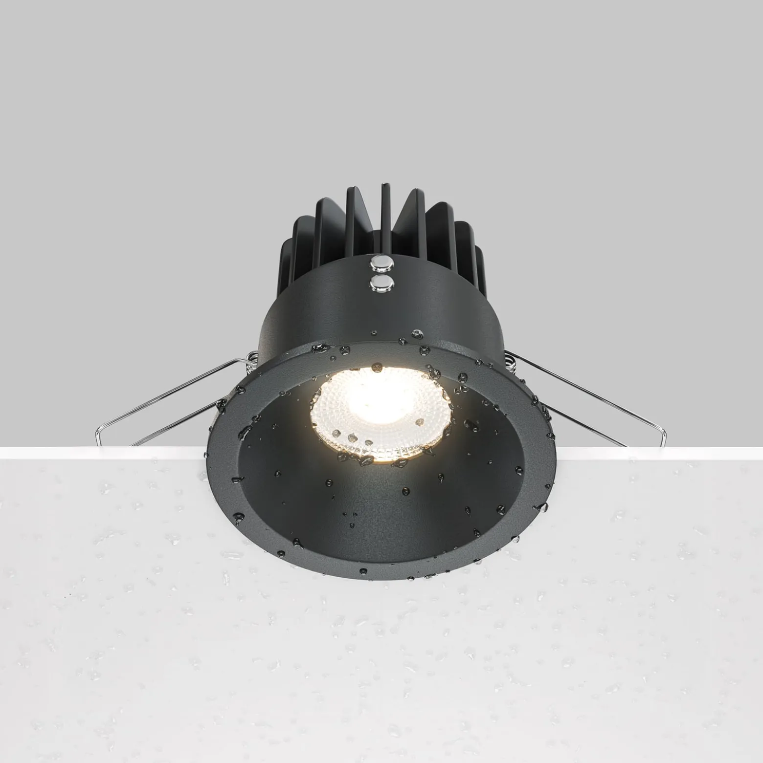 Maytoni Zoom LED-Einbauleuchte 930 IP65 rund Triac, schwarz