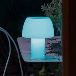 Nemo LED-Akku-Tischleuchte Lorosae, blau, Glas, IP54, USB