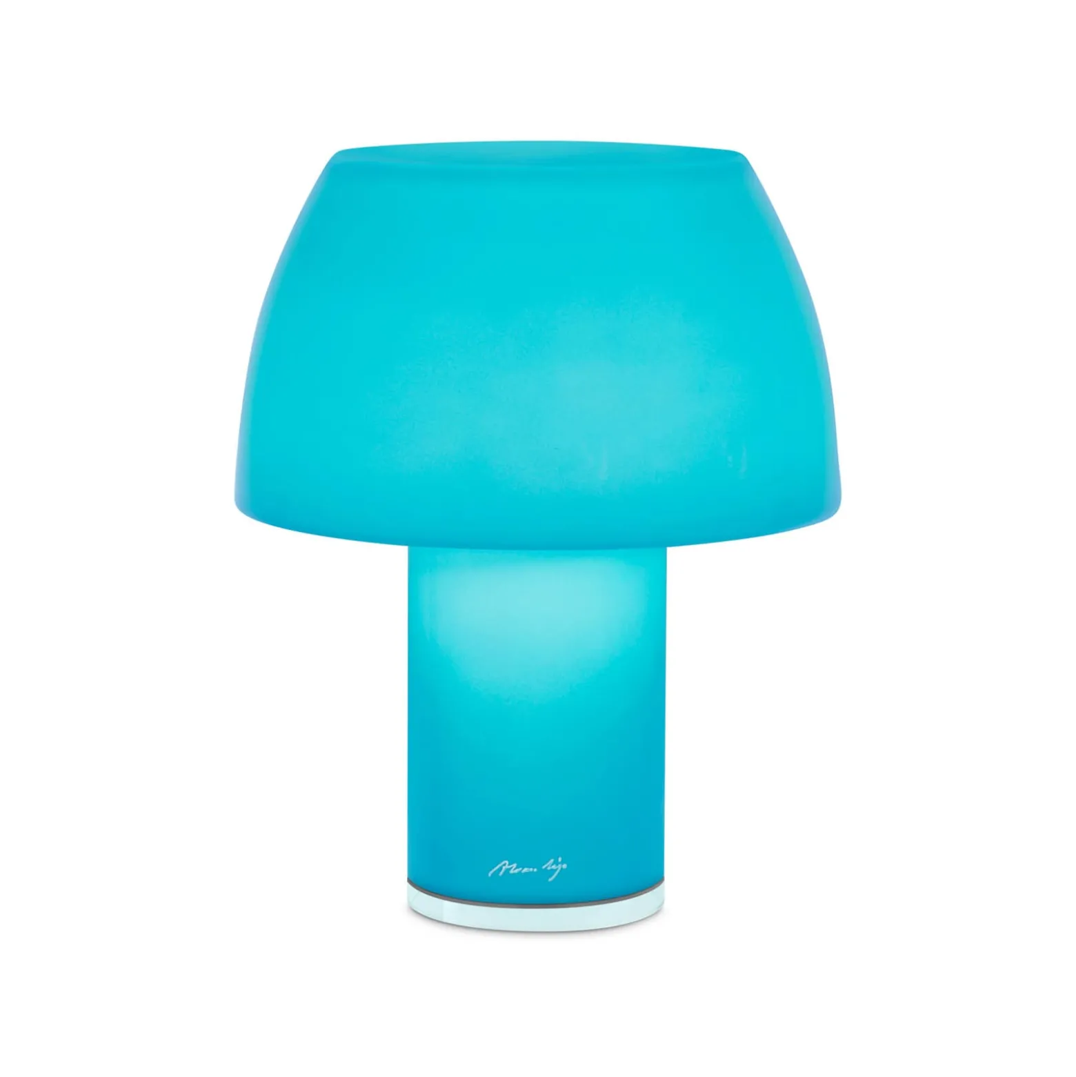 Nemo LED-Akku-Tischleuchte Lorosae, blau, Glas, IP54, USB