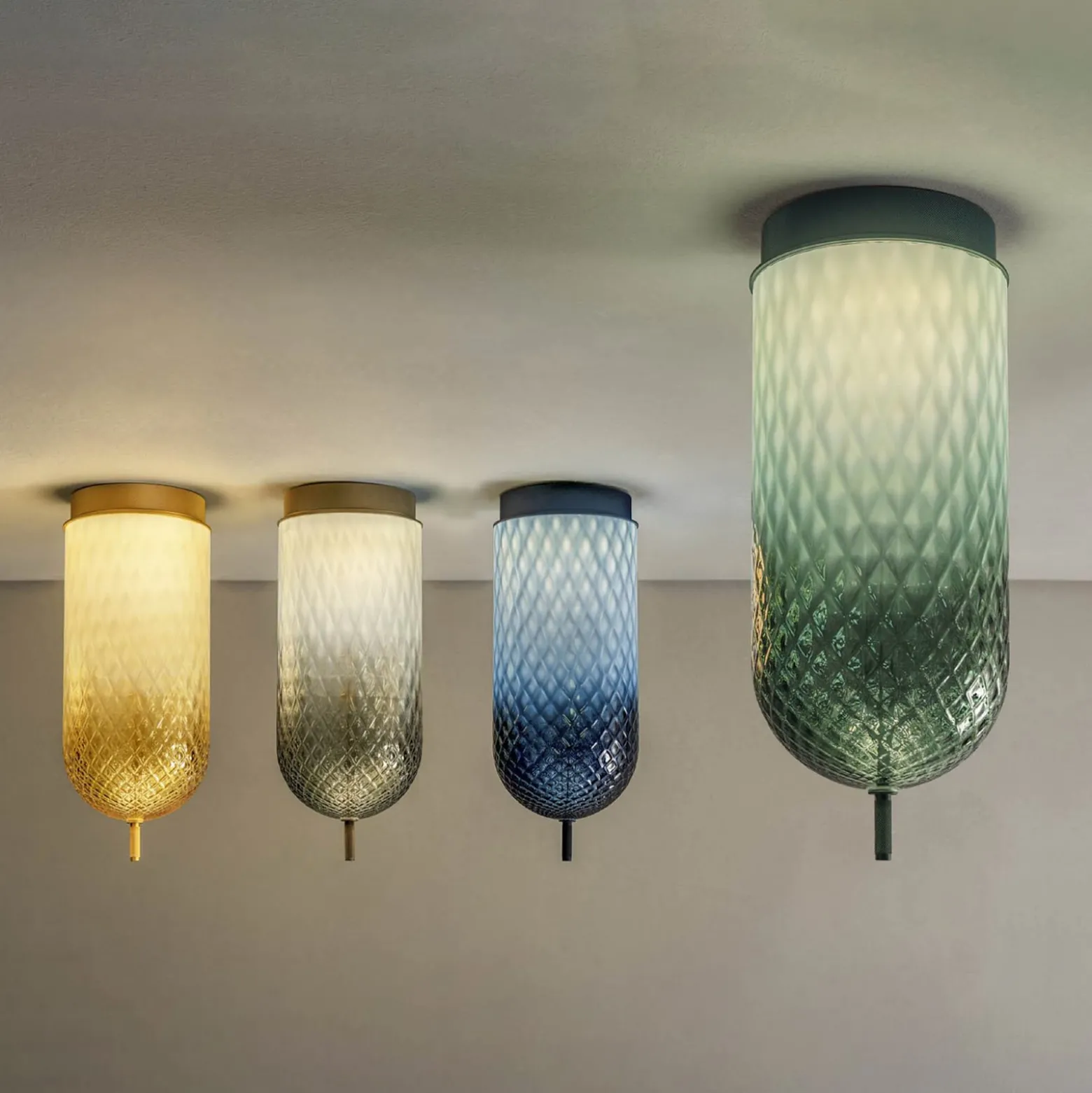 OLEV LED-Deckenlampe Curuba, amber, Glas, Höhe 40 cm 2.700 K