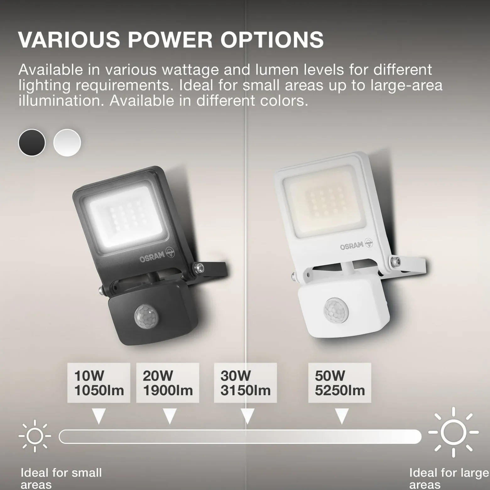 OSRAM Außenstrahler ENDURA FLOOD, grau, Sensor 50 W 840 IP44