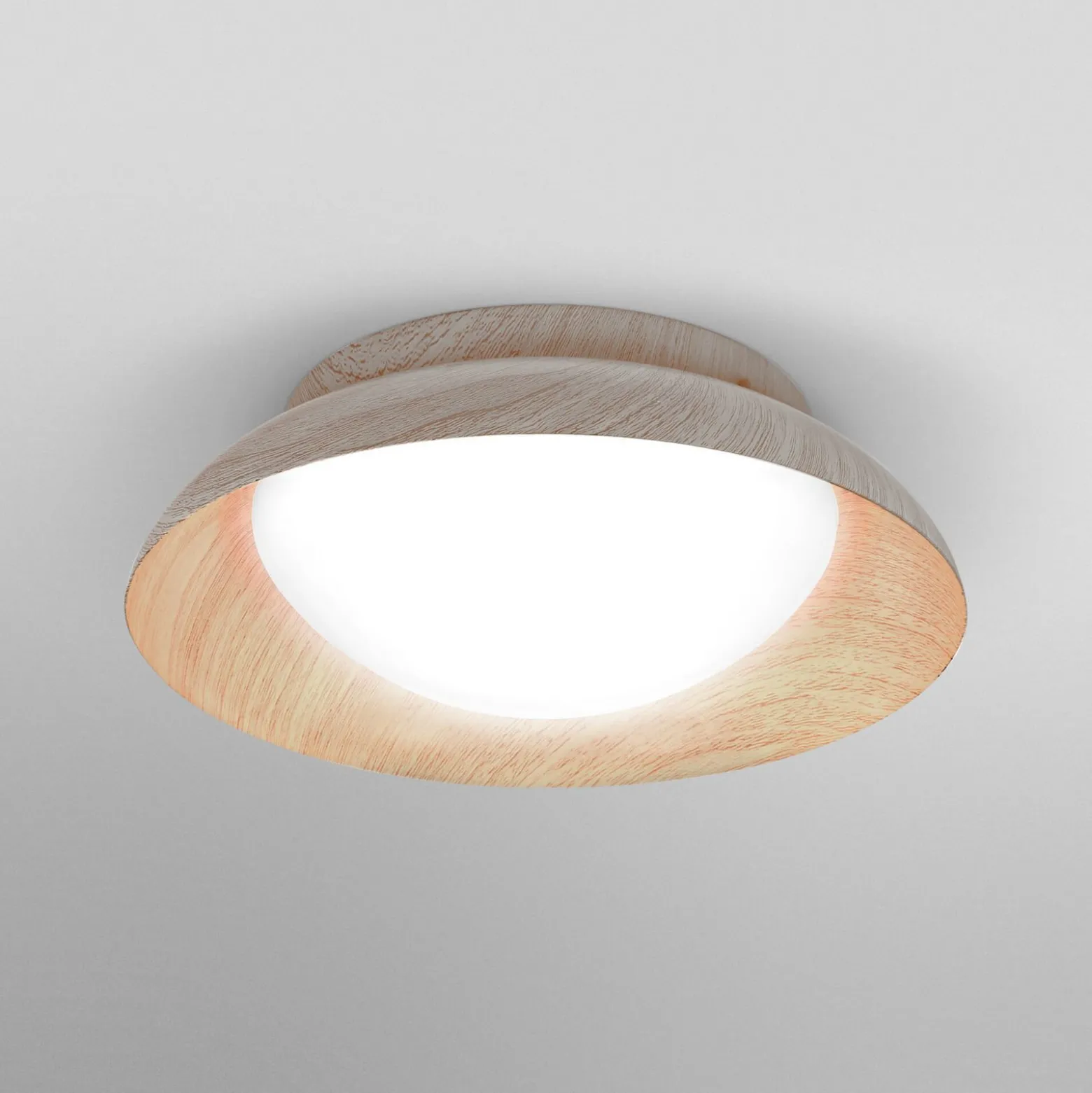 OSRAM Deckenleuchte ORBIS MILAN, holz, Ø 31 cm, Metall/Glas