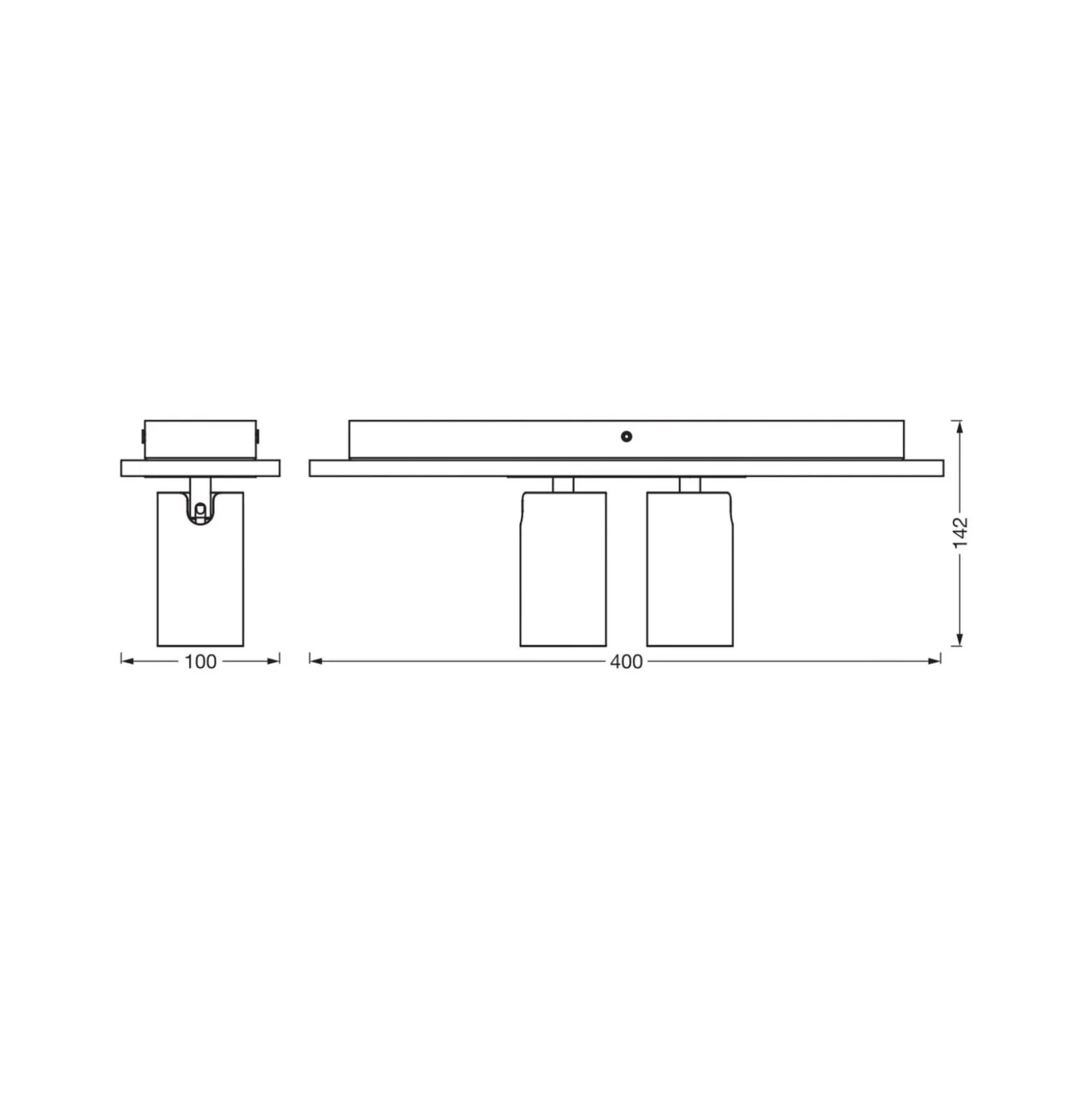 OSRAM Deckenstrahler MERCURY schwarz 2-Spot GU10-LED 927 dim