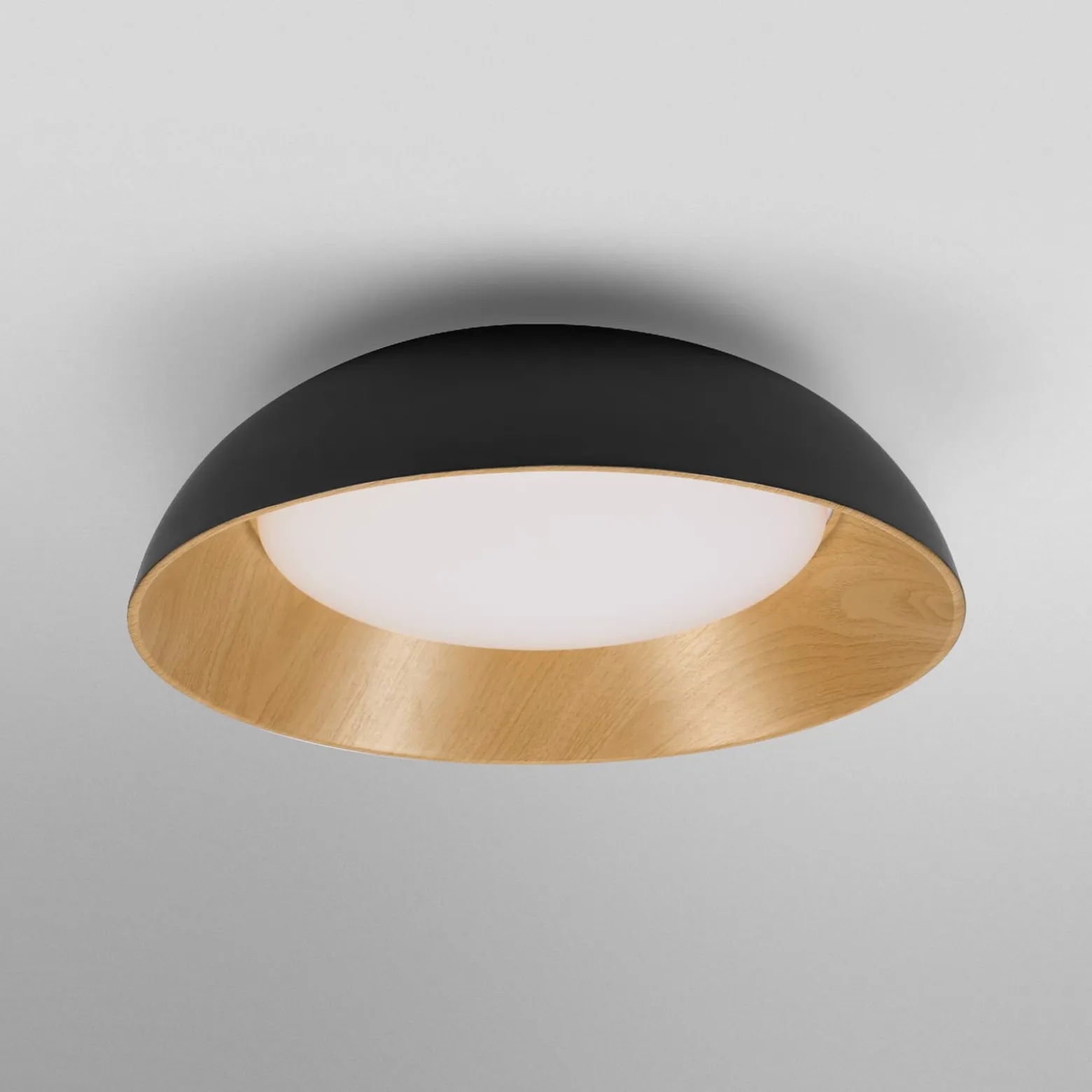 OSRAM LED-Deckenlampe ORBIS ALVA, schwarz/Holzdekor, Ø 51 cm