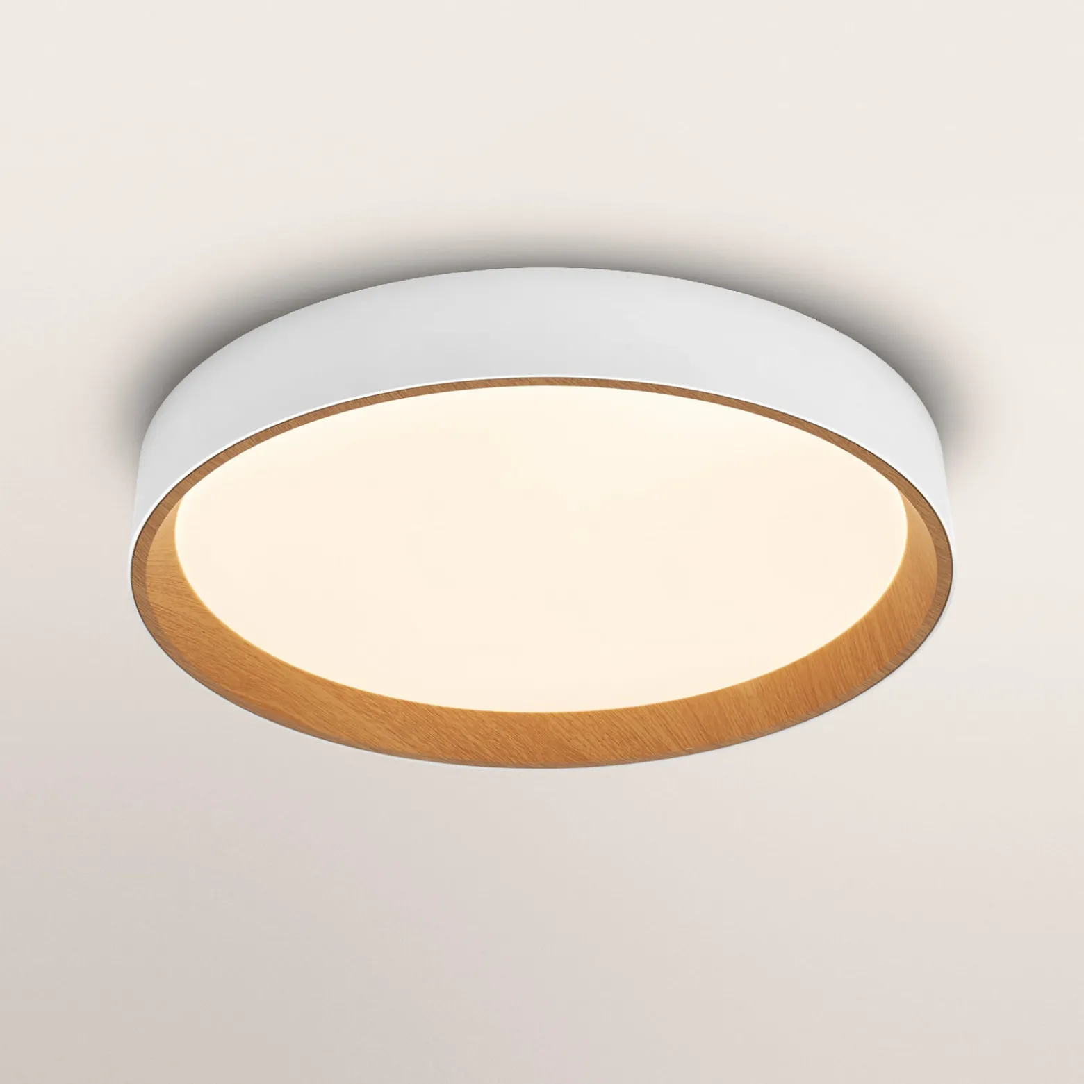 OSRAM LED-Deckenlampe ORBIS LARIOS, weiß/holz Ø 49 cm, dim