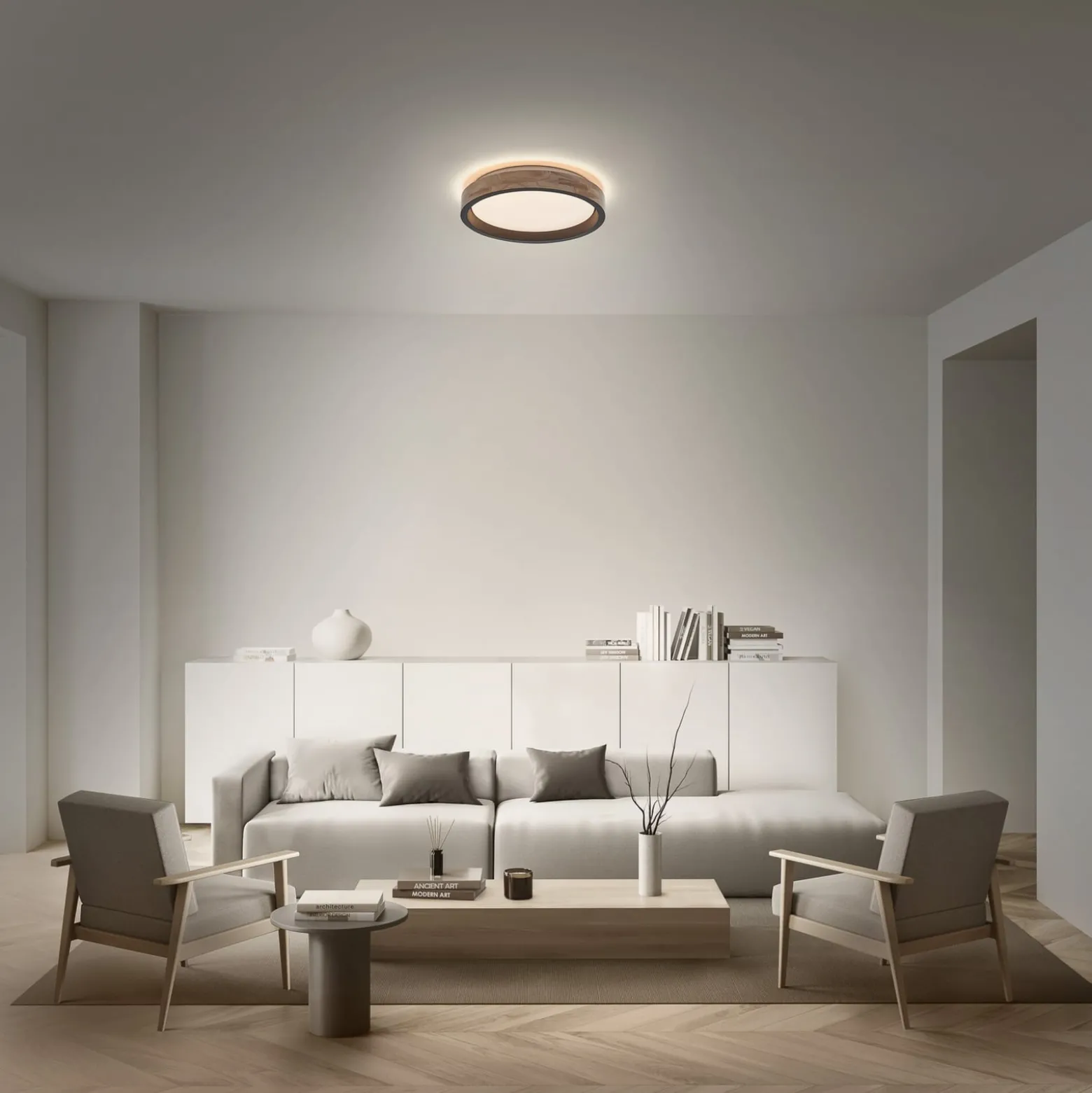 OSRAM LED-Deckenlampe ORBIS MARIANO holz/schwarz Ø 41 cm dim