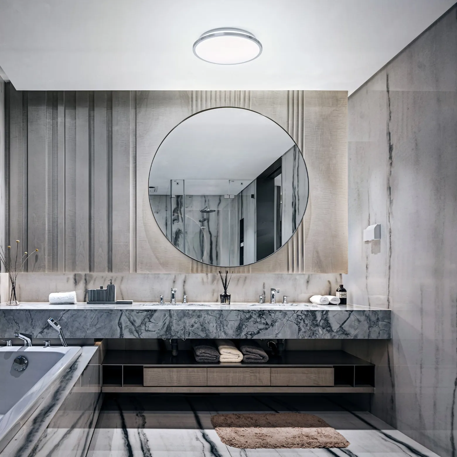 OSRAM LED-Deckenleuchte BATHROOM, chrom, Ø 30 cm, IP44, CCT